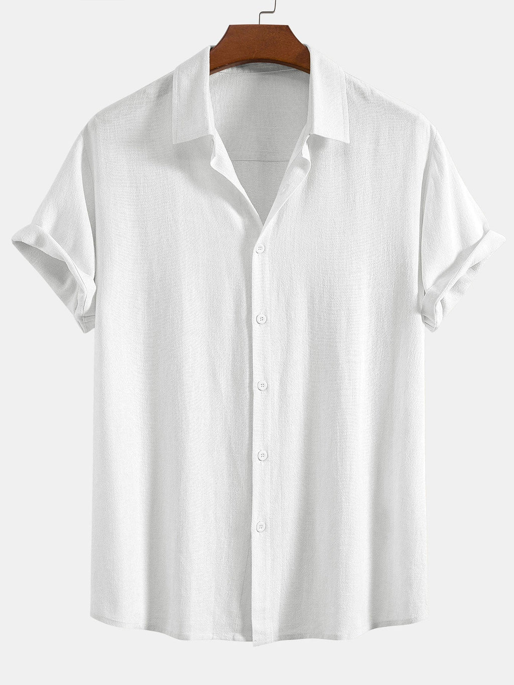 Linen Rayon Blend Button Up Shirt & Linen Look Stripe Straight Leg Pants