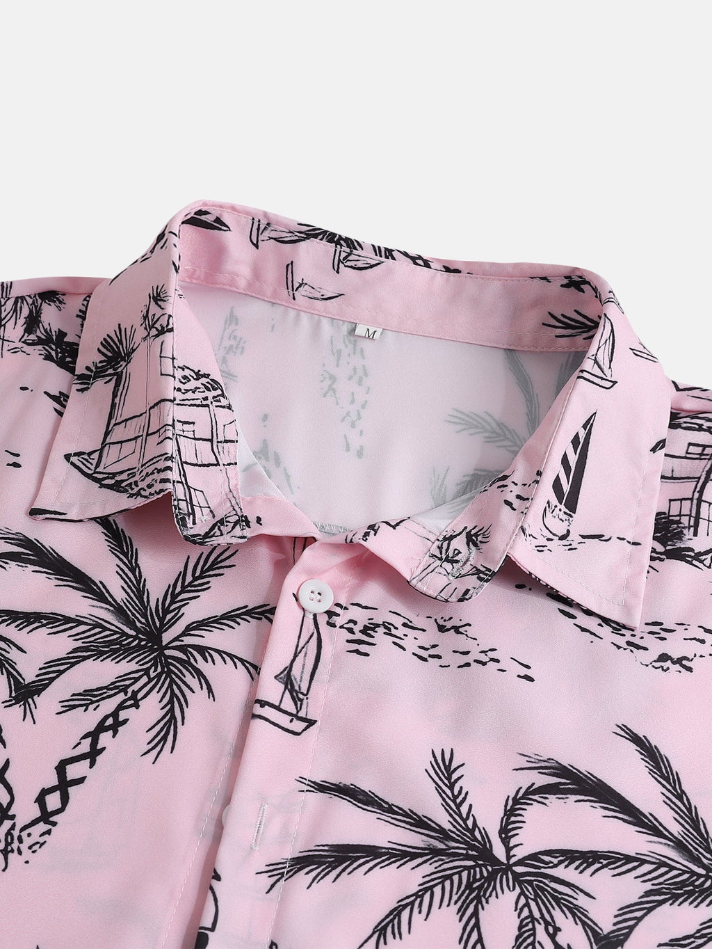 Palm Treeleboat Print Button Up Shirt & Swim Shorts