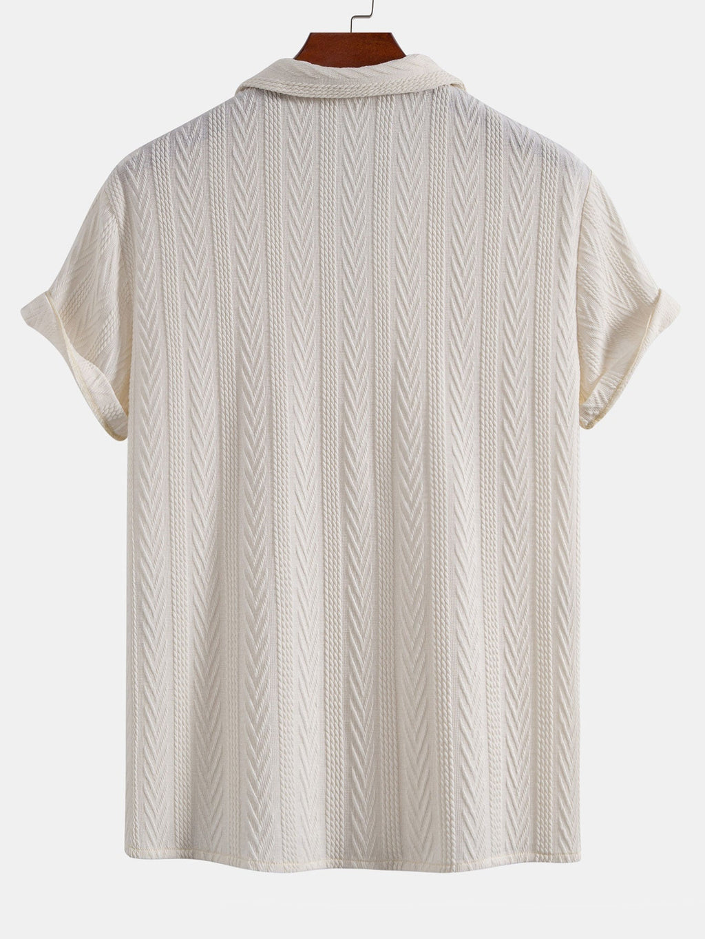 Texture Jacquard Cuban Shirt & Crinkle Textured Drawstring 5" Shorts