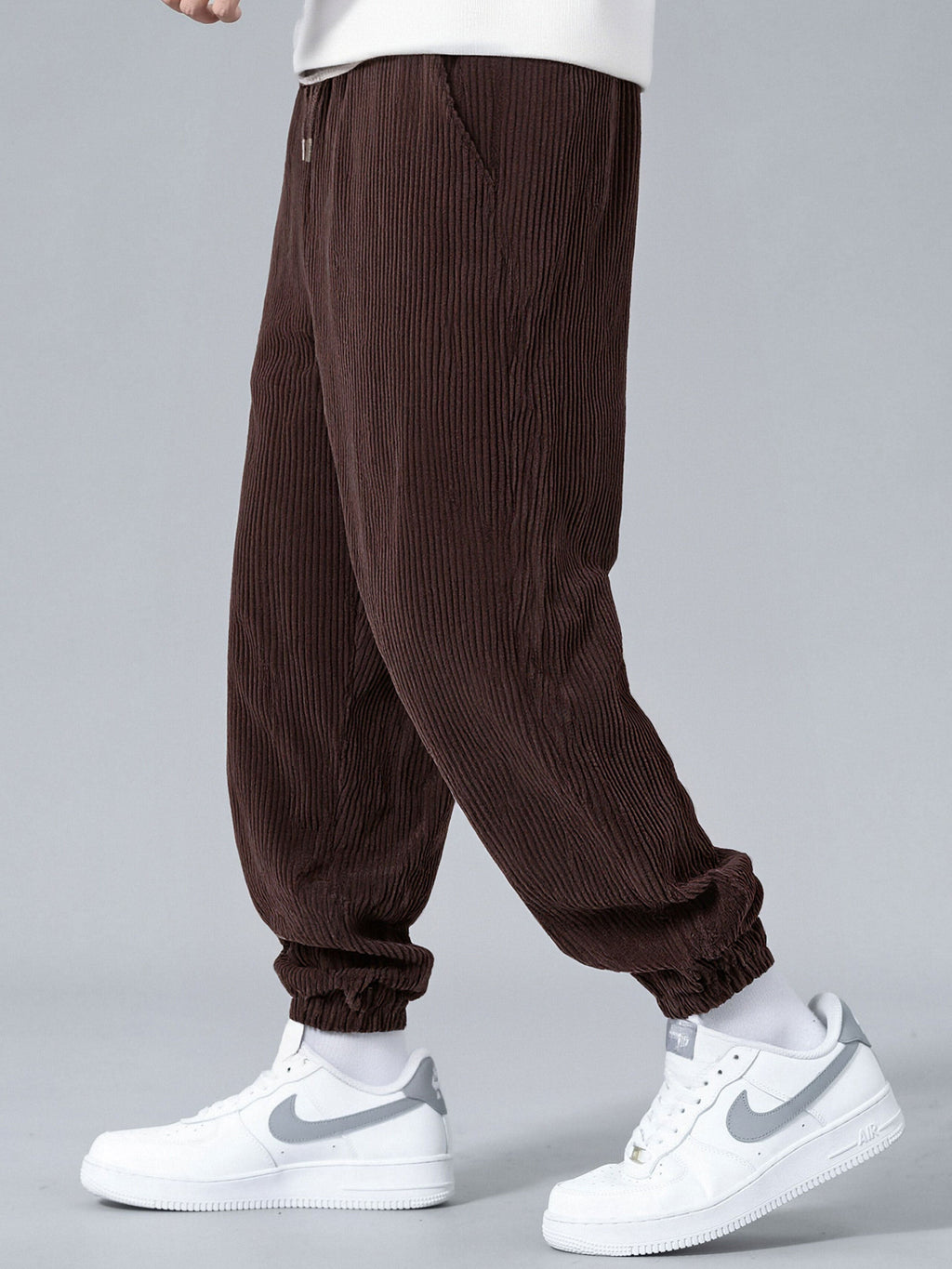 Relax Fit Quarter Zip Ethnic Geometric Patchwork Teddy Sweatshirt & Corduroy Jogger Pants