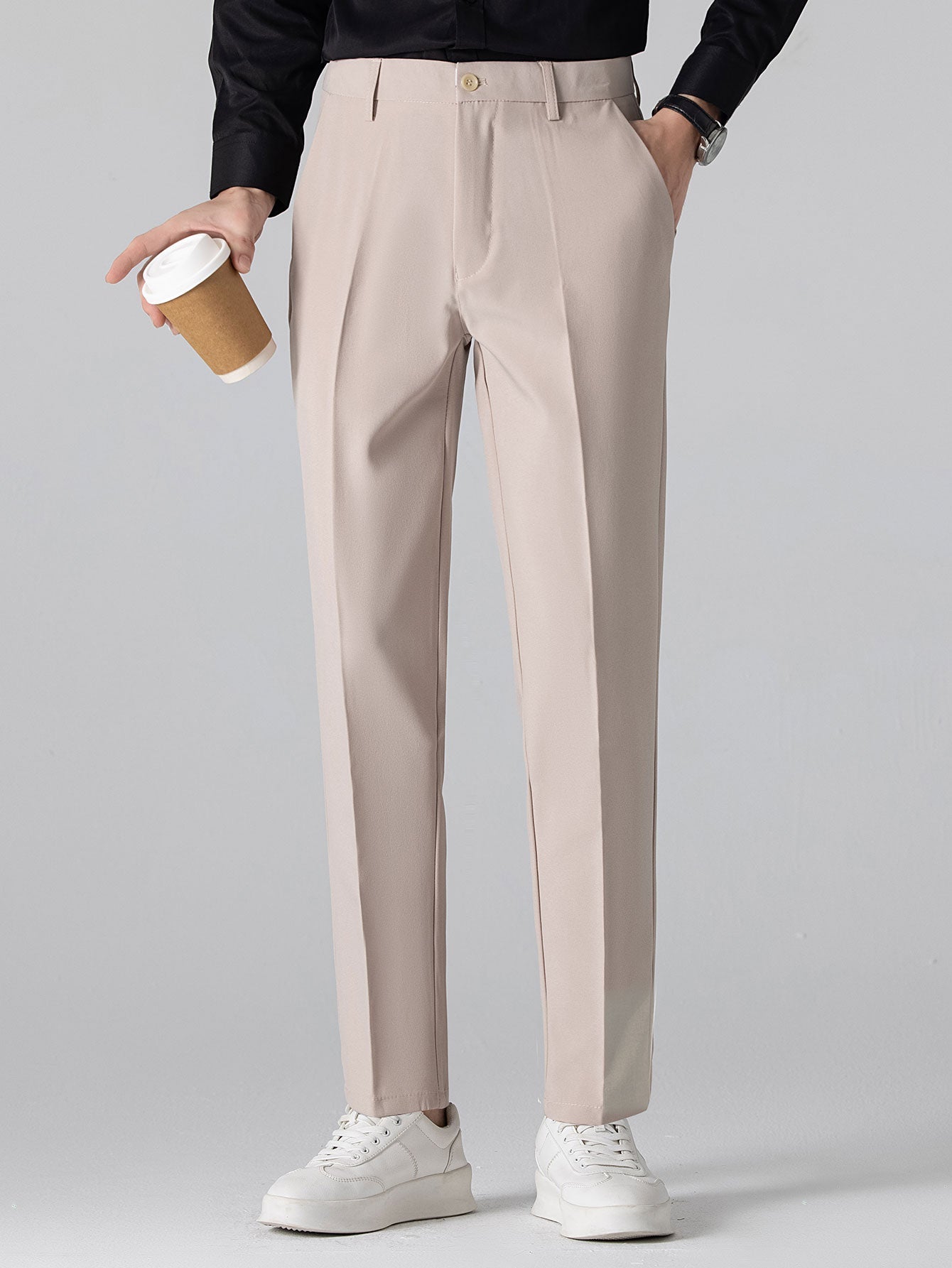 Contrast Geometry Jacquard Knit Polo & Slim Fit Tapered Trousers