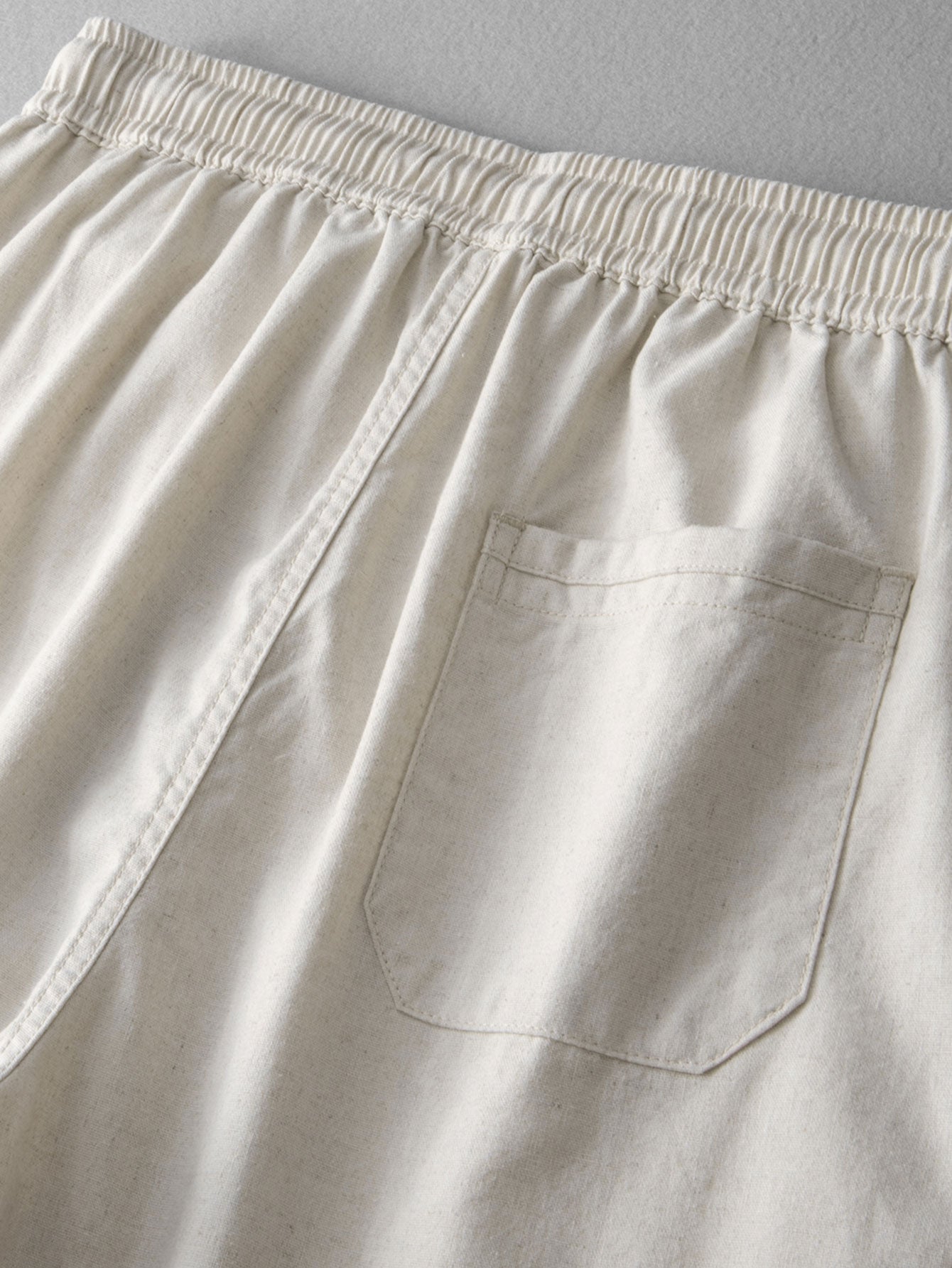 Stripe Waffle Johnny Collar Polo & Straight Leg Linen Pants