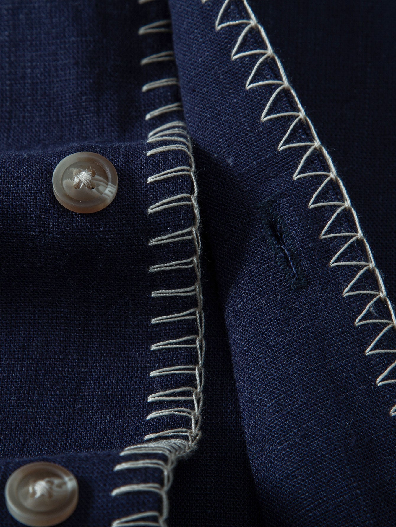 Contrast Stitching Linen Rayon Blend Cuban Shirt & Crinkle Textured Straight Leg Pants