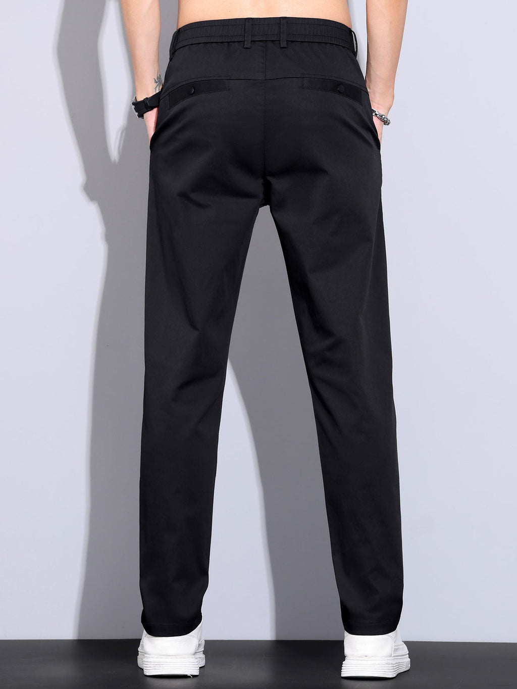 Twisted Jacquard Knit Polo & Elastic Waist Straight Leg Trousers