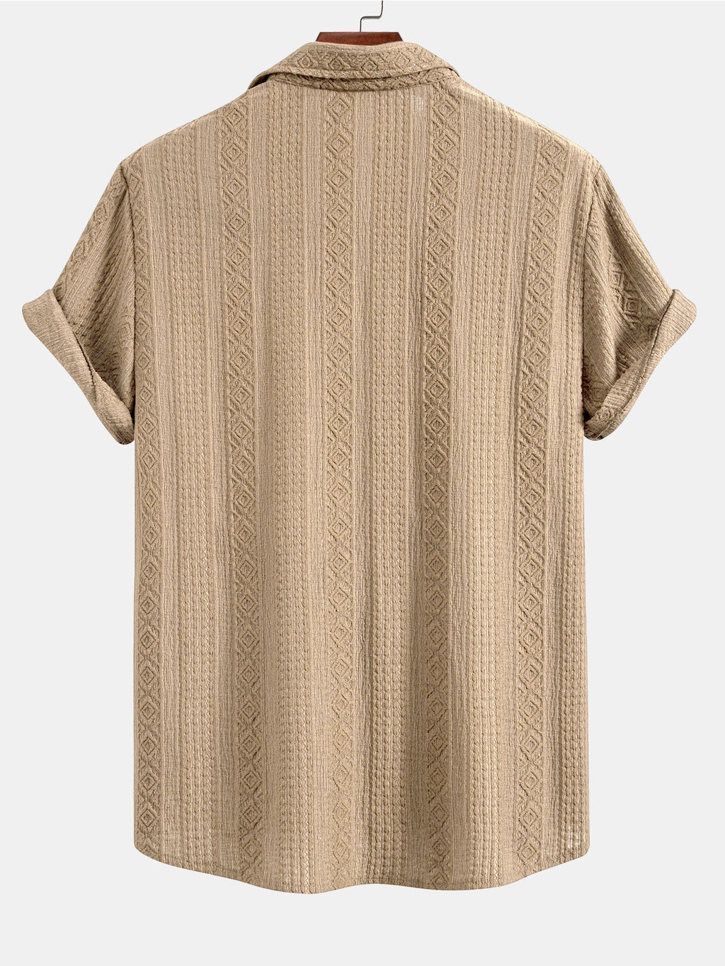 Geometric Jacquard Button Up Shirt & Straight Leg Linen Pants