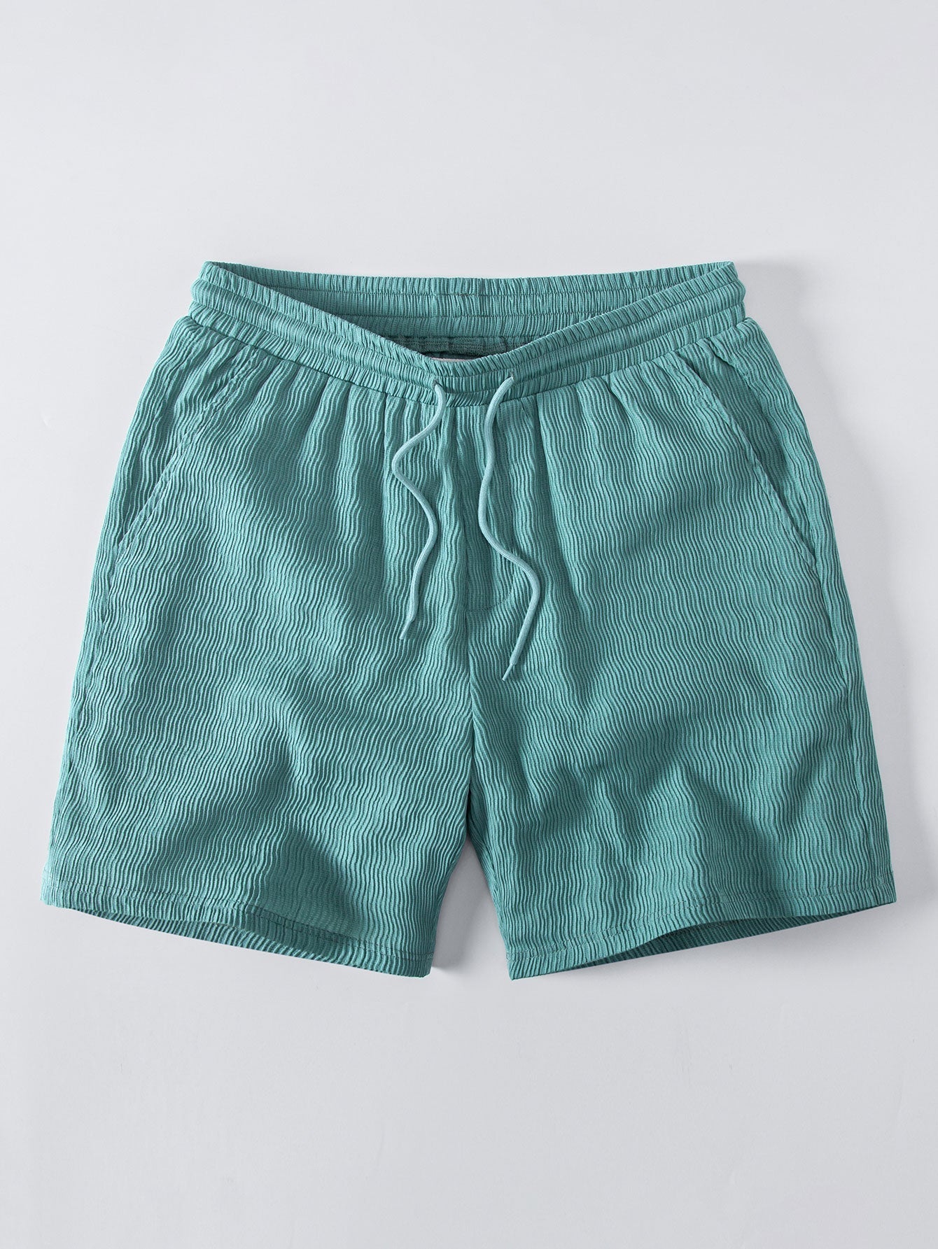 Textured Seersucker Short Sleeve Shirt & Drawstring 6“ Shorts Set