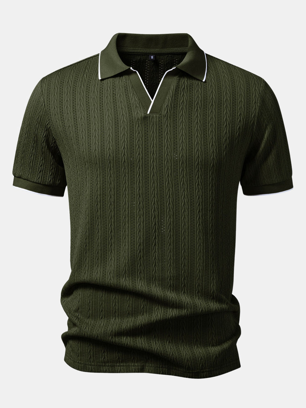 Geometric Jacquard Johnny Collar Polo & Slim Fit Tapered Trousers