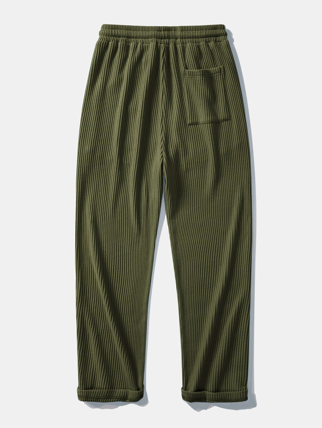 Contrast Knit Waffle Johnny Collar Polo & Drawstring Knitted Waffle Pants