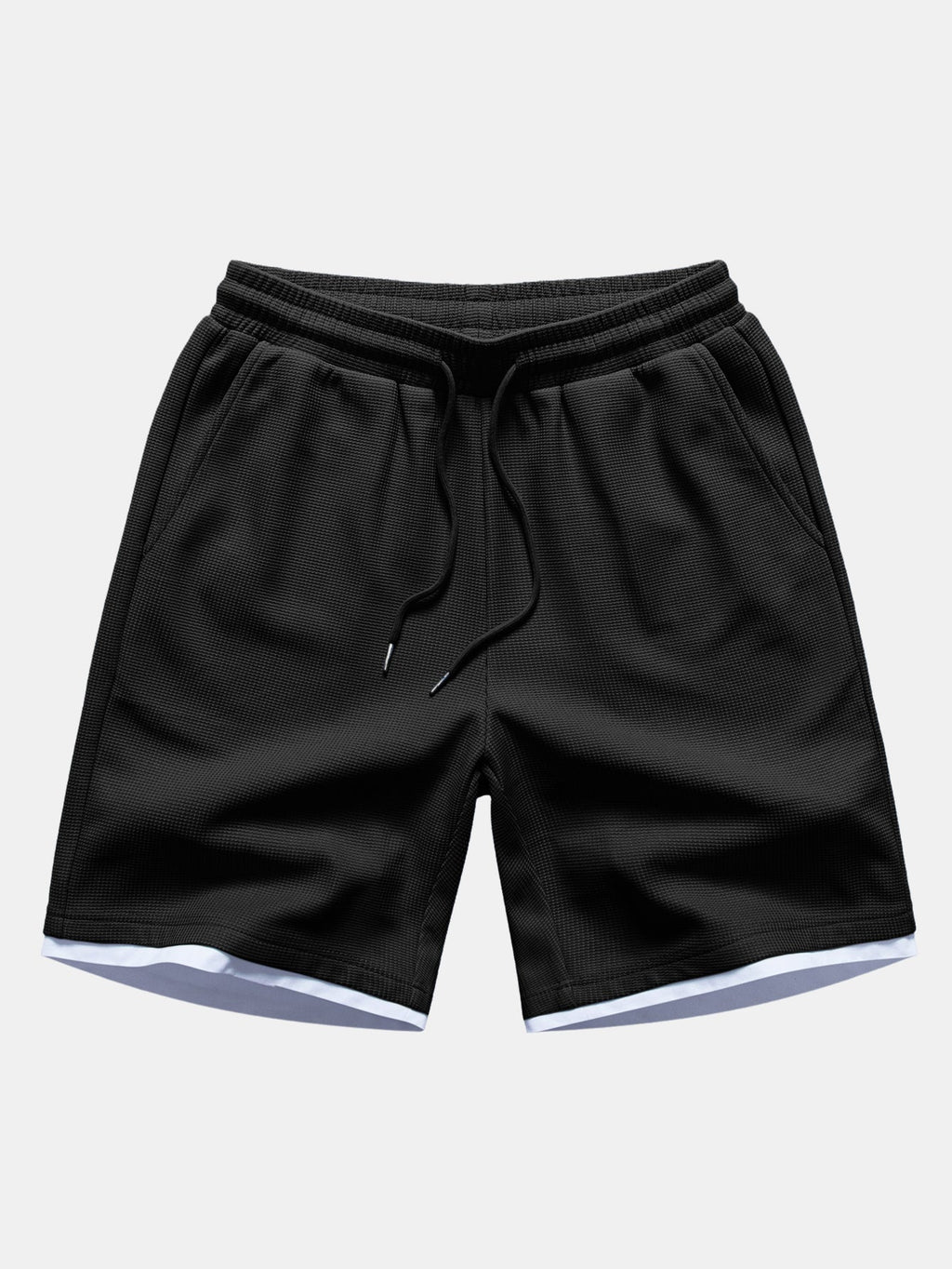 Relax Fit 2 In 1 Notched Collar Waffle T-Shirt & Waffle 7″‌ Shorts