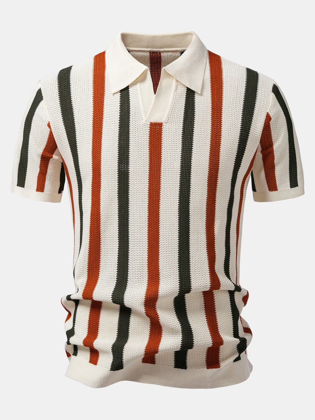 Stripe V Neck Knit Polo & Knit Short