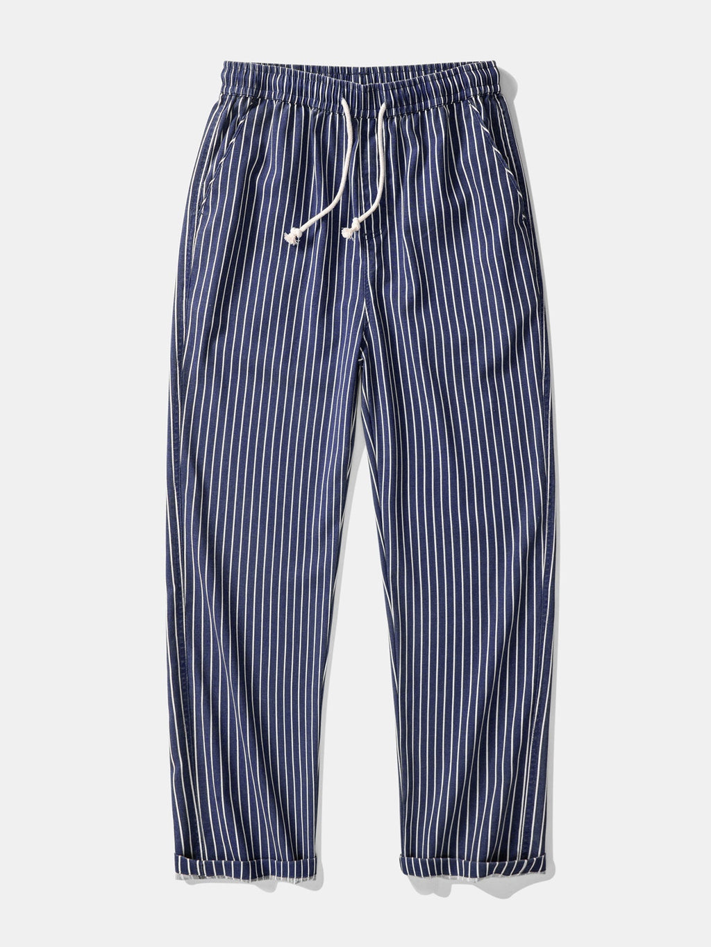 Linen Rayon Blend Button Up Shirt & Stripe Straight Leg Linen Pants