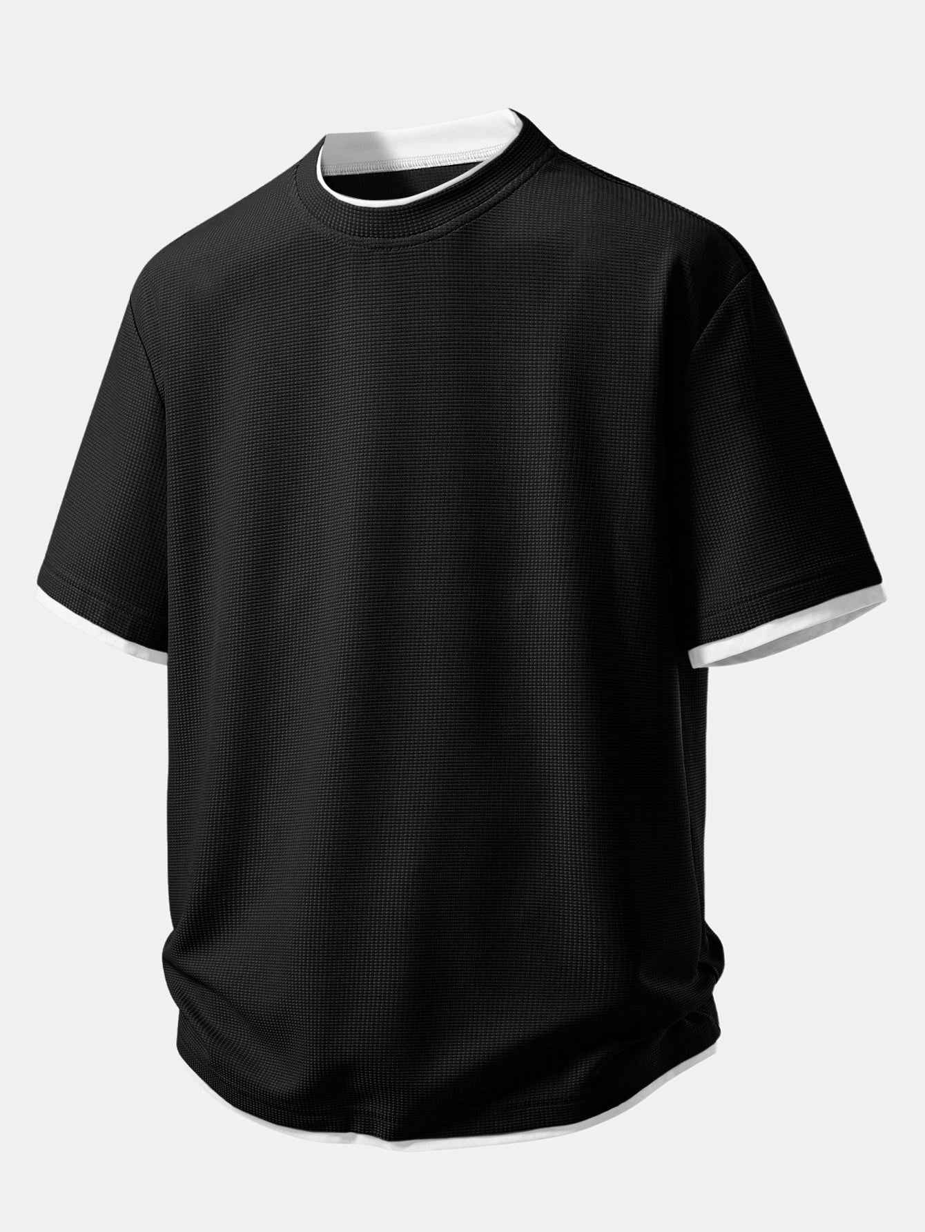 Relax Fit 2 In 1 Waffle Crew Collar T-Shirt & Waffle 7″‌ Shorts