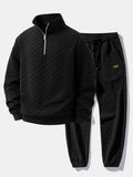 Checkerboard Jacquard Quarter Zip Sweatshirt & Jogger Pants