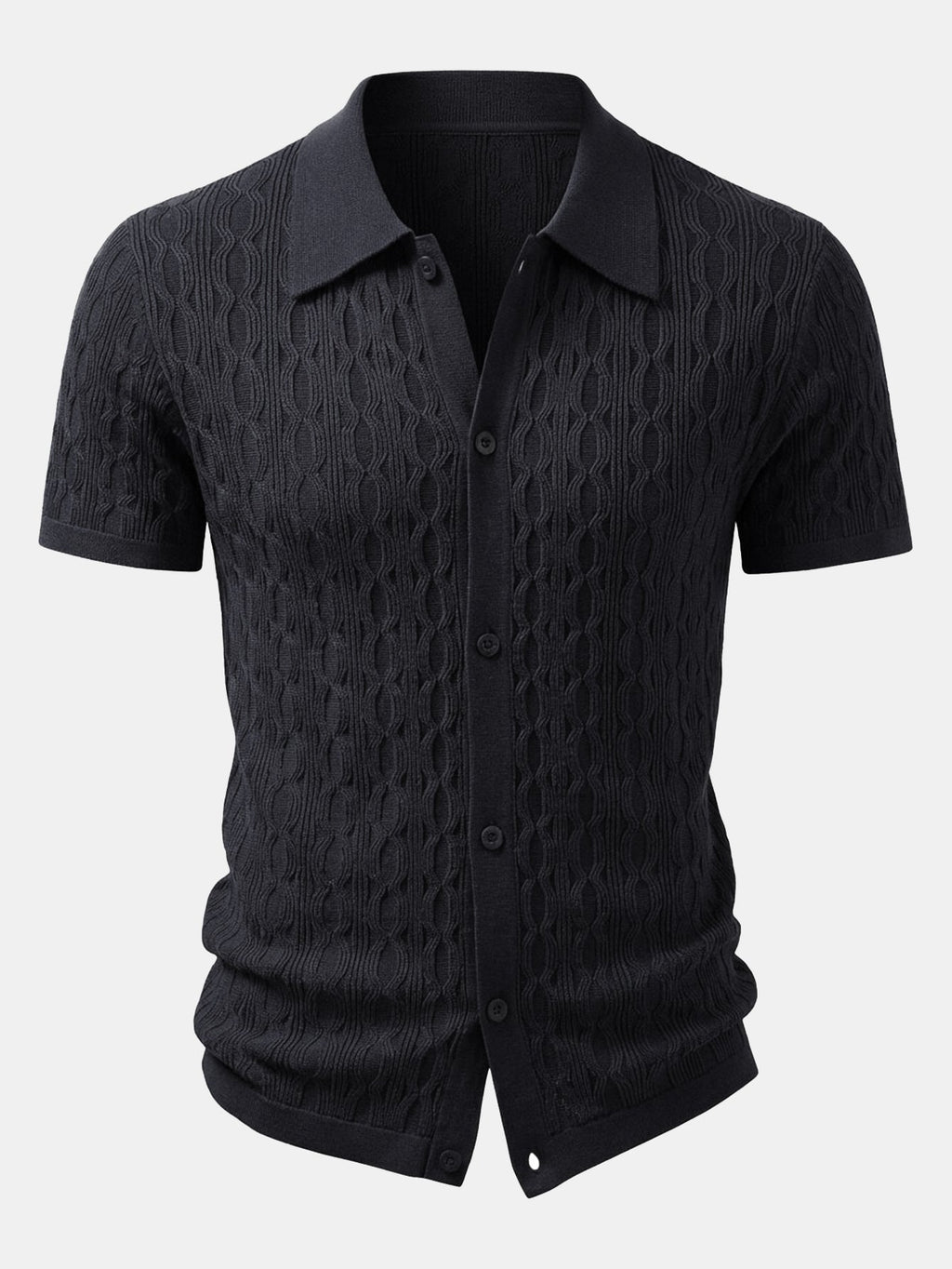 Twisted Jacquard Knit Shirt & Slim Fit Tapered Trousers