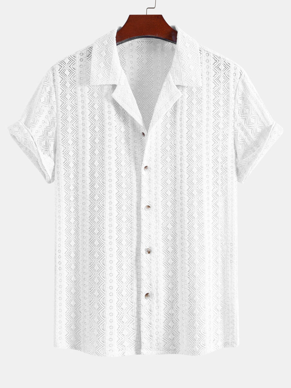 Geometric Jacquard Cuban Shirt & Straight Leg Linen Pants