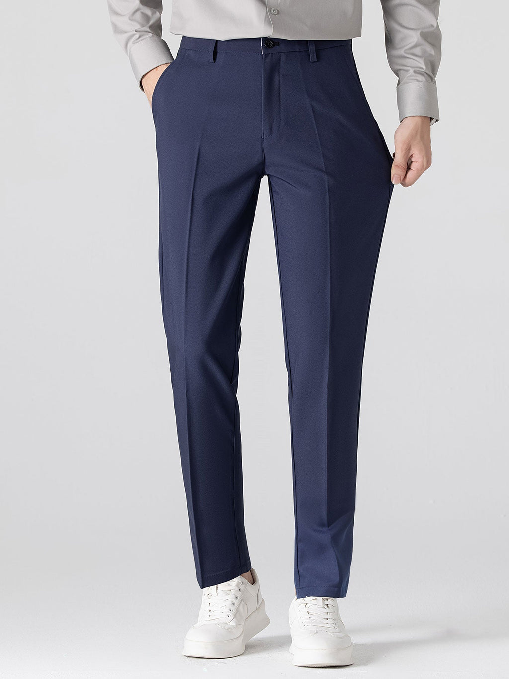 Contrast Trim Zipper Knit Polo & Slim Fit Tapered Trousers