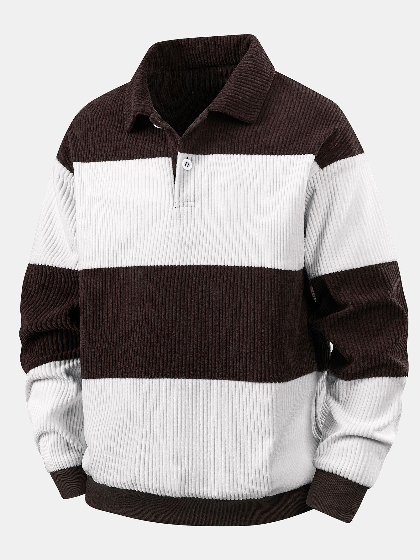 Contrast Corduroy Polo Sweatshirt & Corduroy Jogger Pants