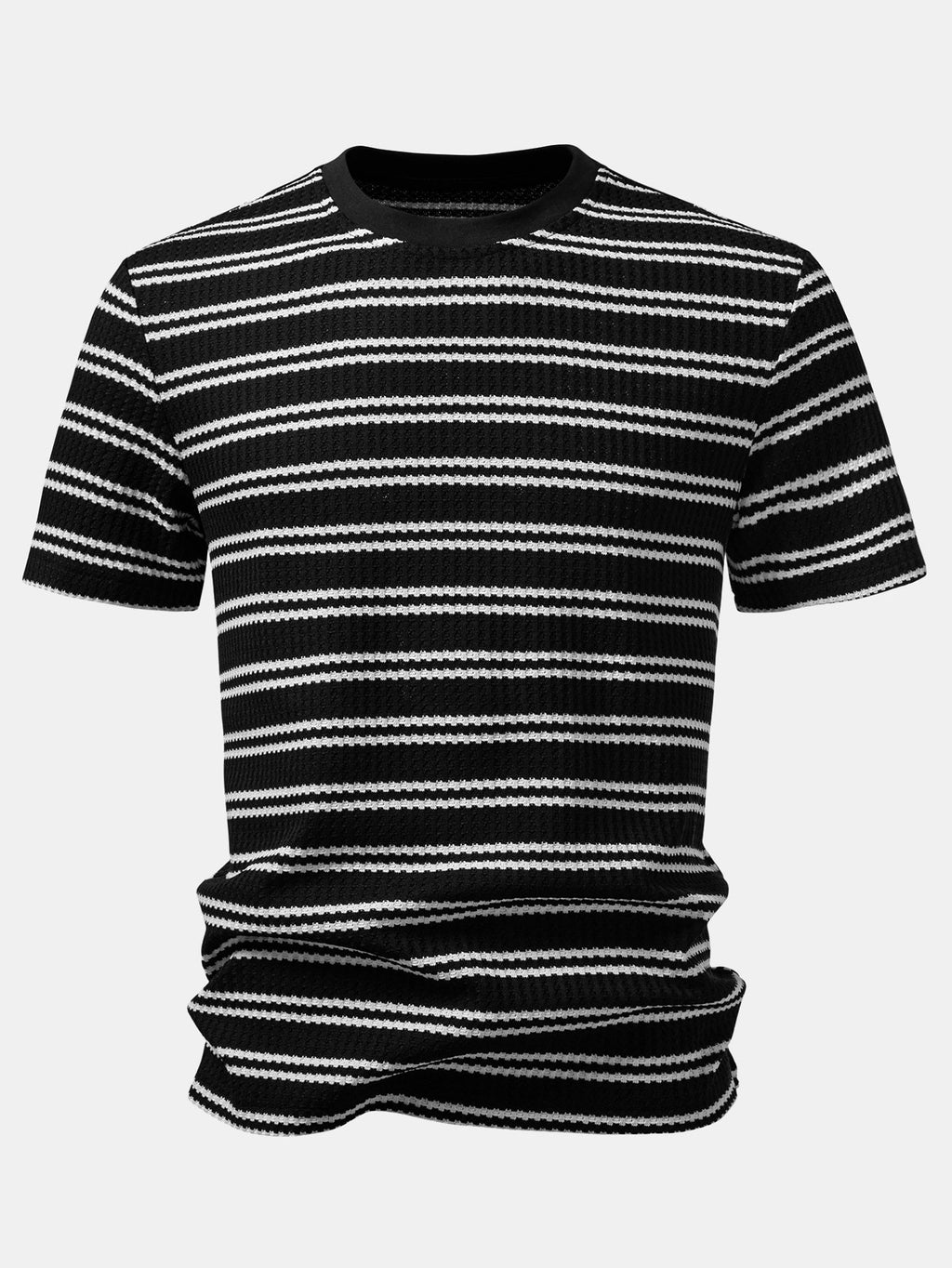 Stripe Waffle T-Shirt & Elastic Waist Chino Shorts