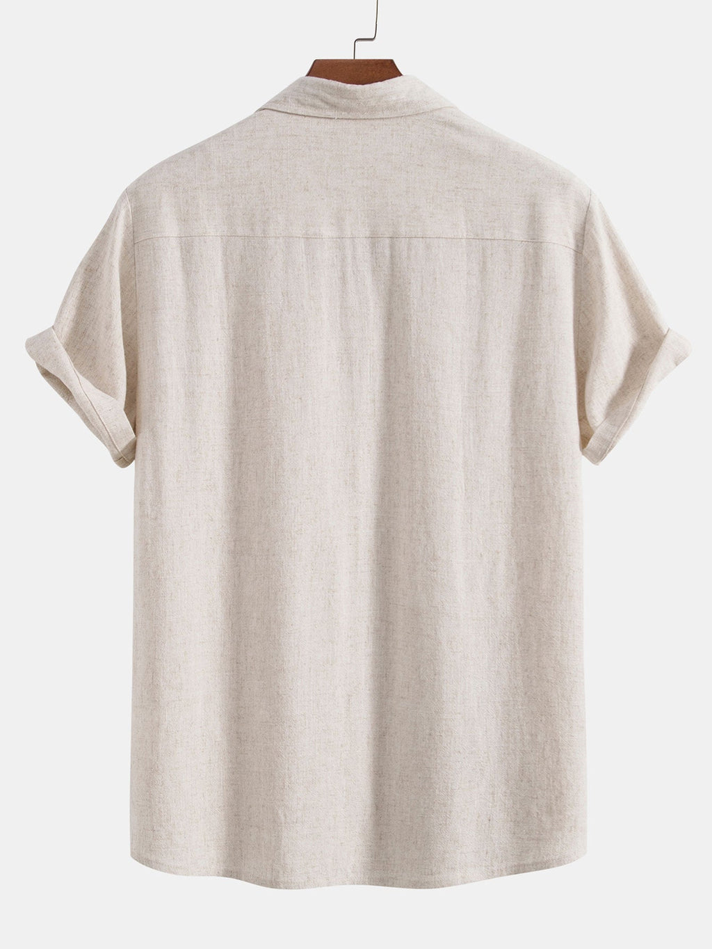 Linen Rayon Blend Button Up Shirt & Stripe Straight Leg Linen Pants