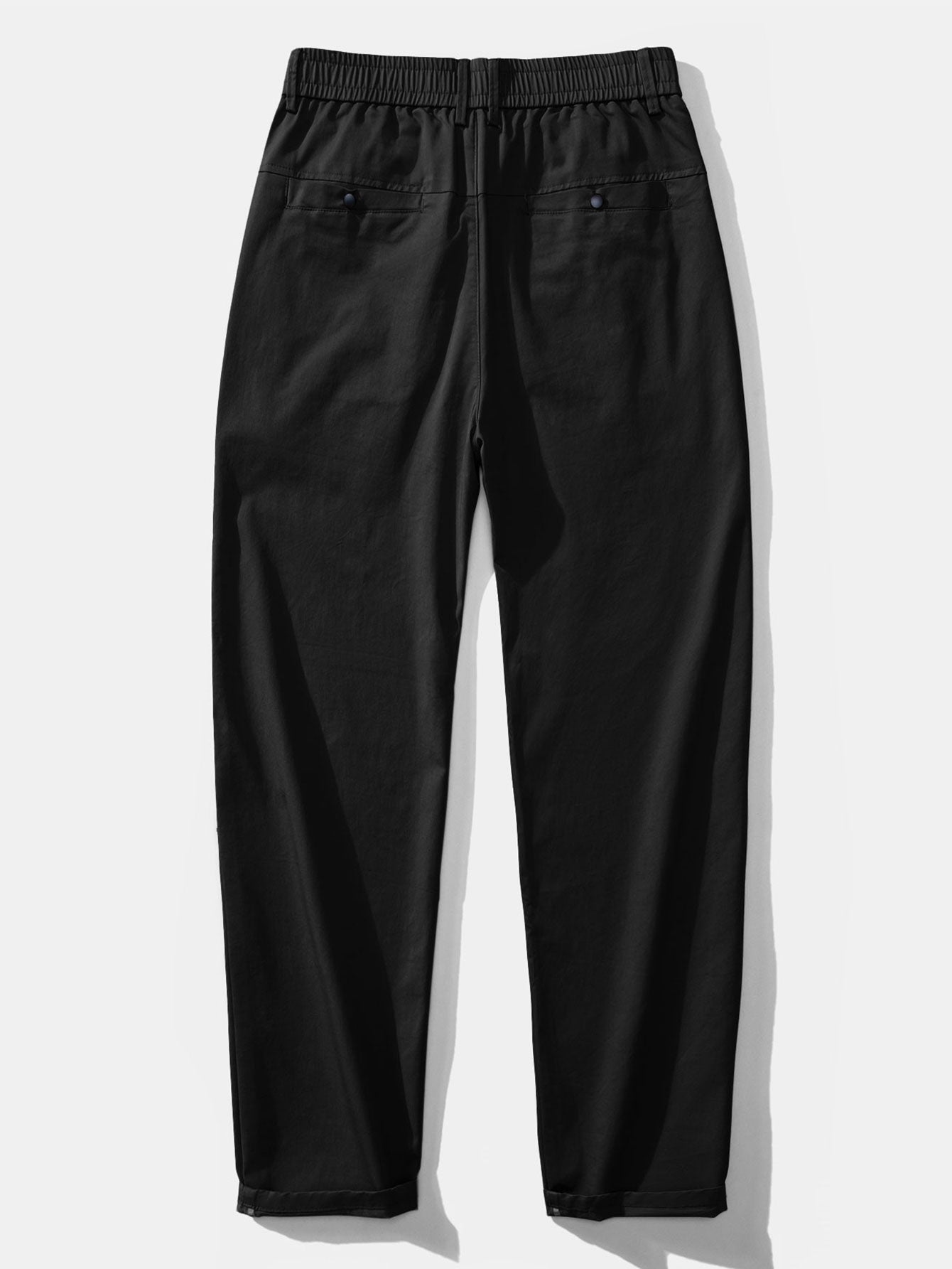 Contrast Textured Johnny Collar Knit Polo & Elastic Waist Straight Leg Trousers