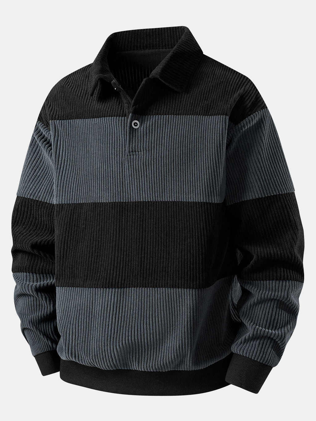Contrast Corduroy Polo Sweatshirt & Corduroy Jogger Pants