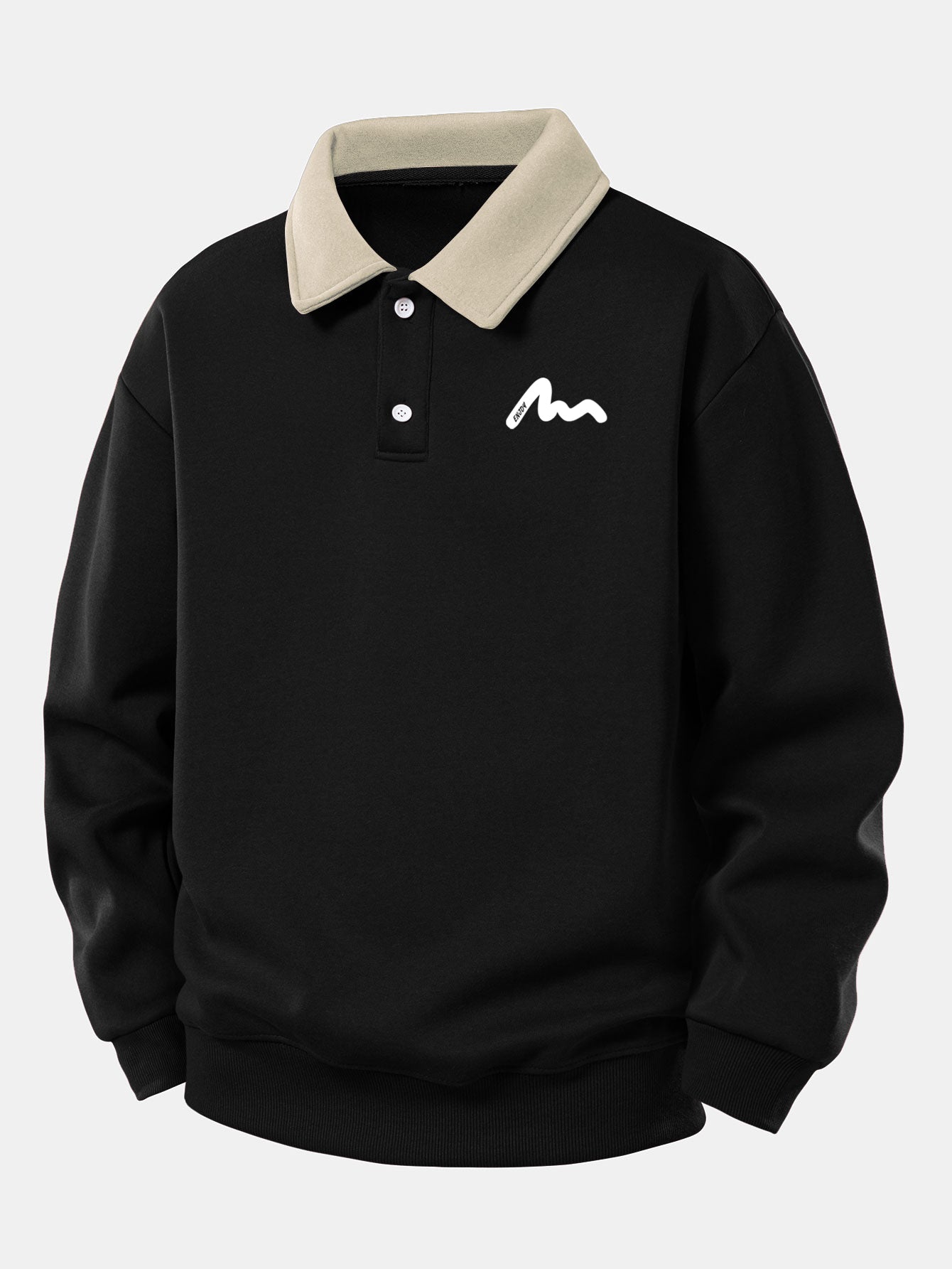 Relax Fit Letter Print Contrast Polo Sweatshirt & Straight Leg Pleated Pintuck Sweatpants