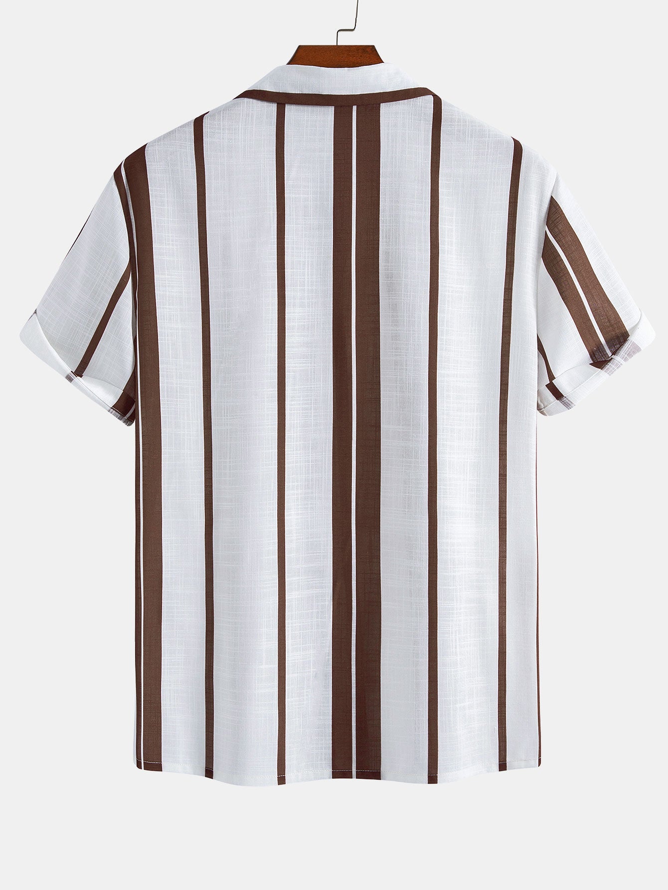 Linen Look Stripe Cuban Shirt & Linen Blend Drawstring 7" Shorts