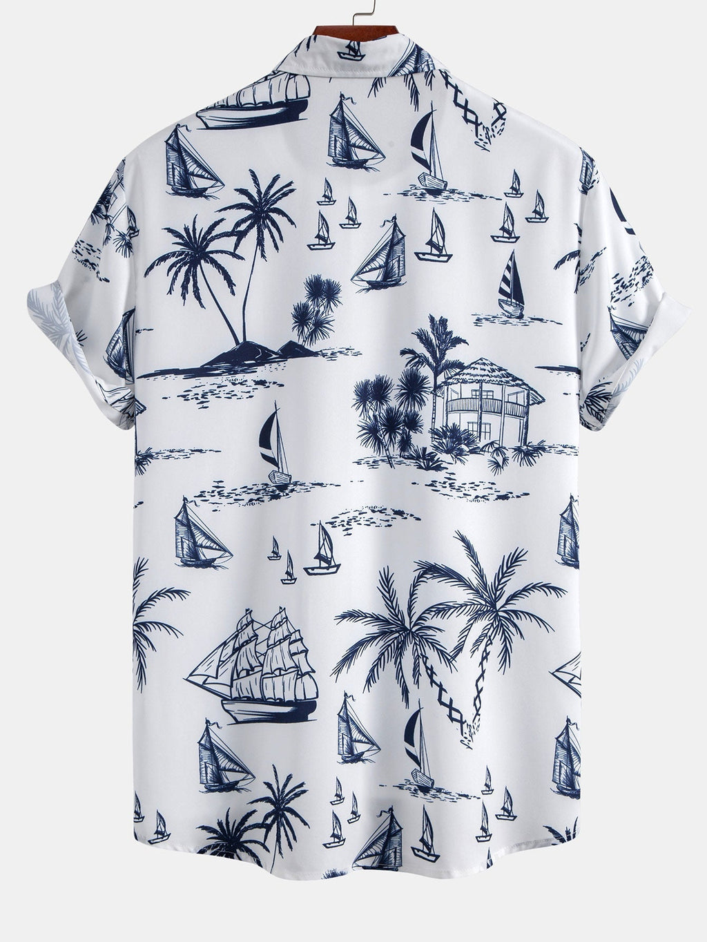 Ilha Sailing Print Button Up Shirt & Vertical Striped String Swims