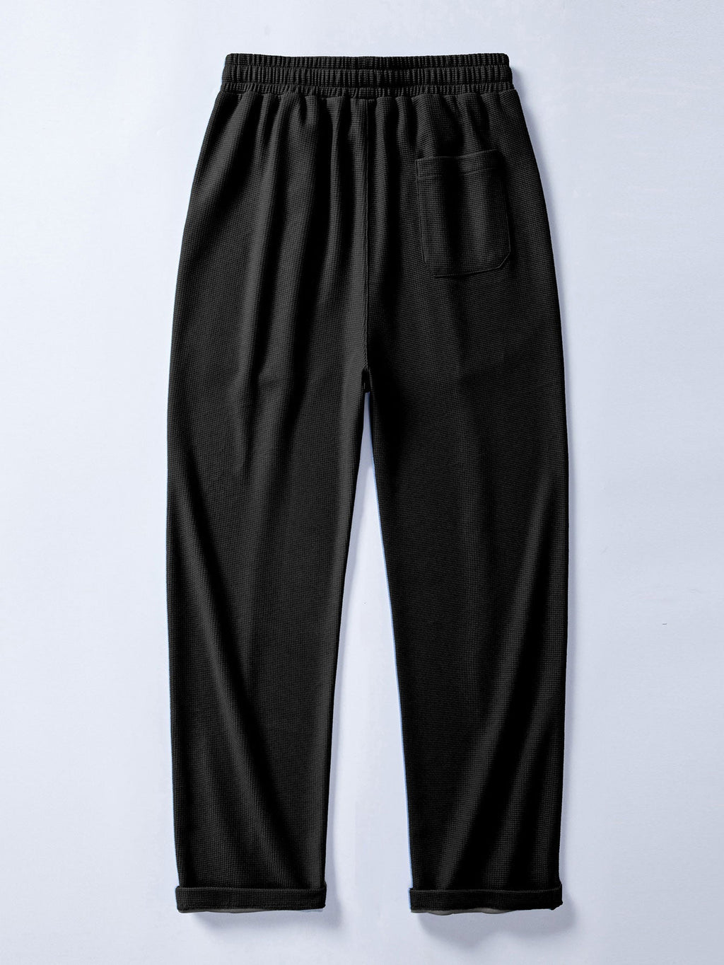 Relax Fit 2 In 1 Notched Collar Waffle T-Shirt & Waffle Pleated Pintuck Straight Leg Pants