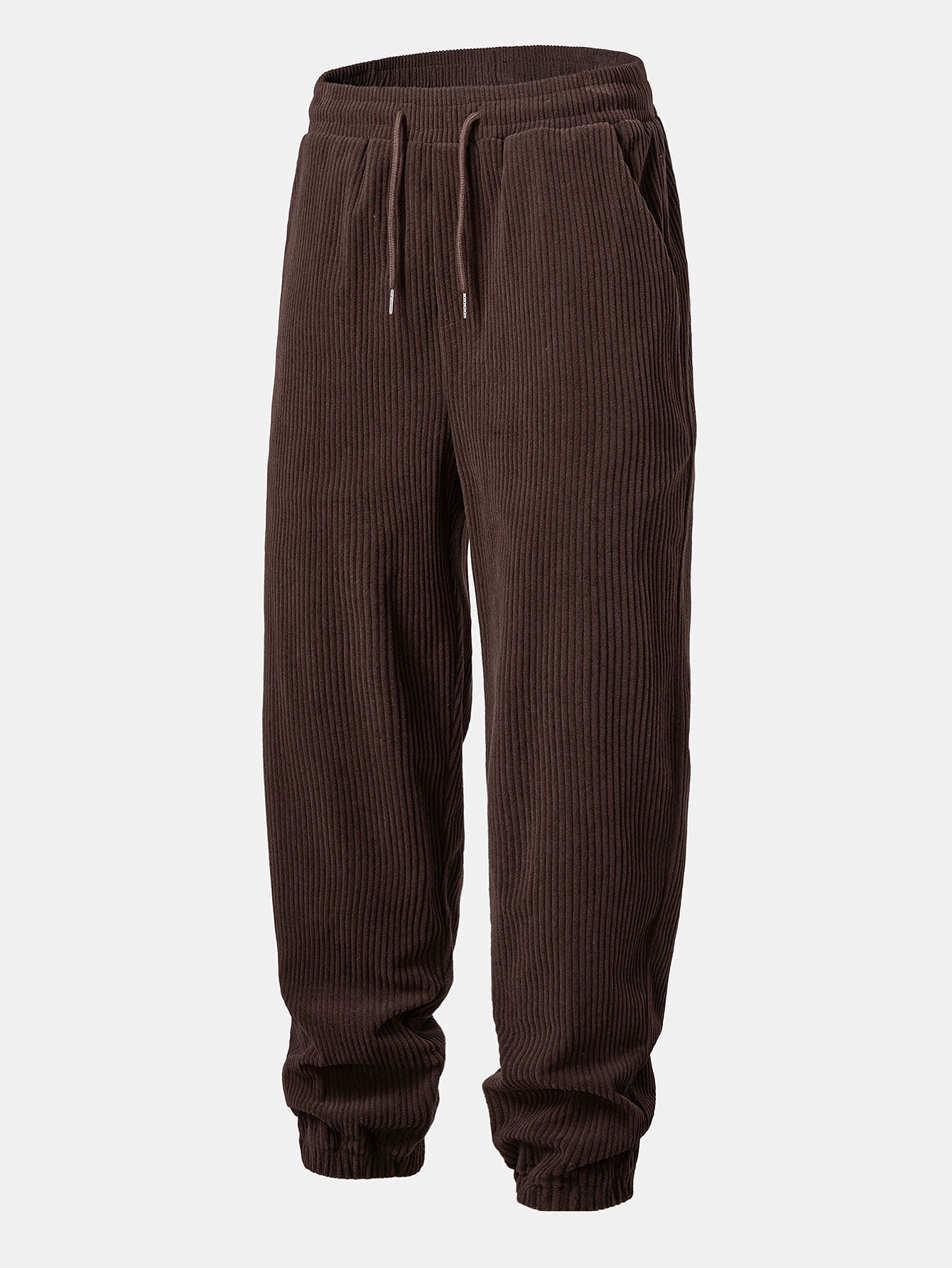 Contrast Corduroy Polo Sweatshirt & Corduroy Jogger Pants