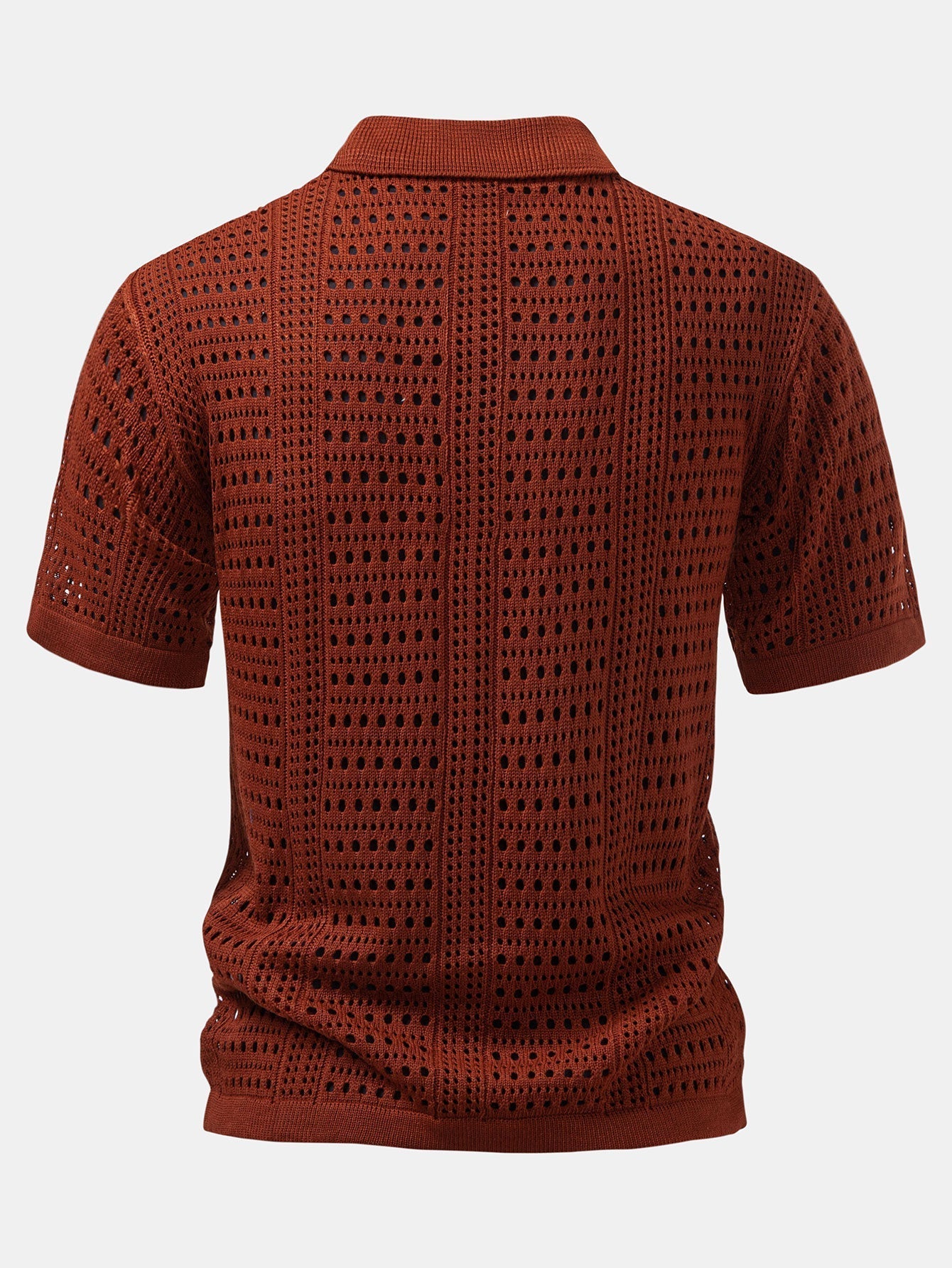 Crochet  V Neck Polo Shirt & Crinkle Textured Straight Leg Pants