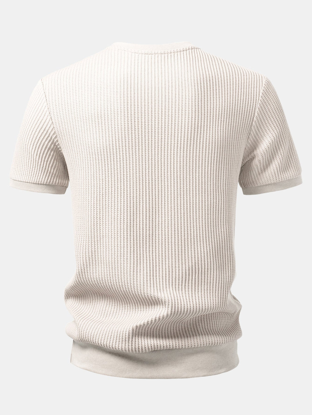 Waffle Ribbed Hem T-Shirt & Drawstring Knit Waffle Shorts