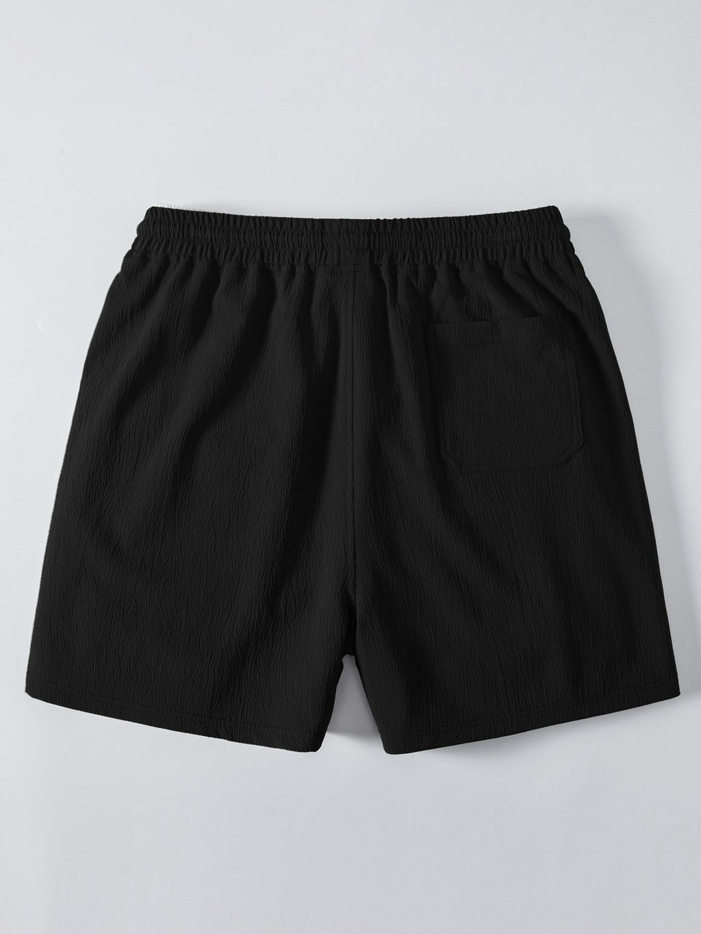 Crochet  V Neck Polo Shirt & Crinkle Textured Drawstring 5" Shorts