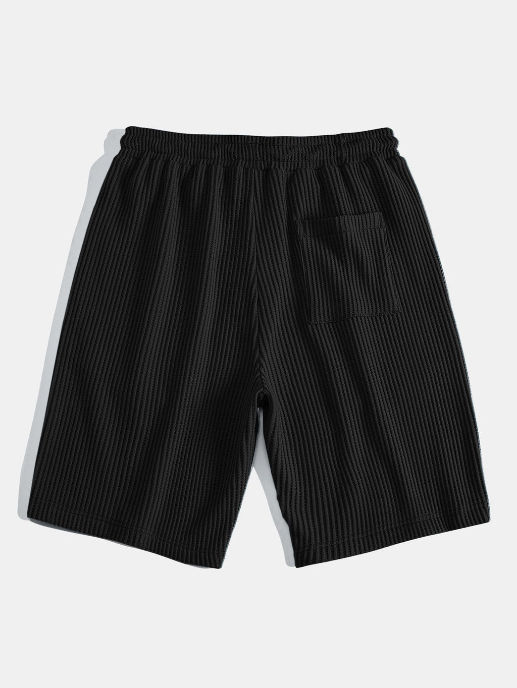 Waffle Ribbed Hem T-Shirt & Drawstring Knit Waffle Shorts