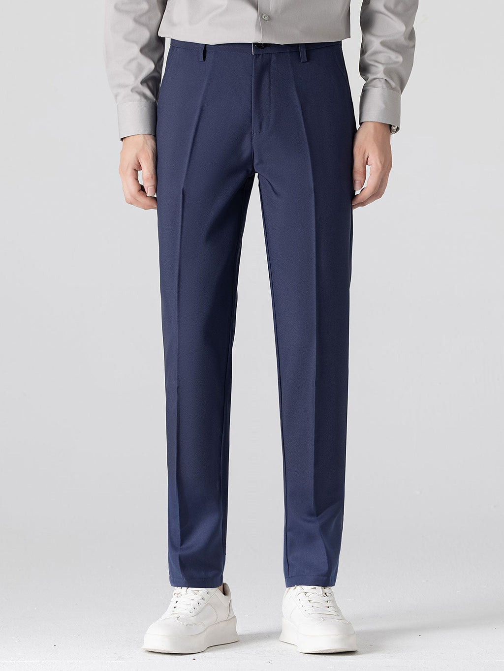Contrast Trim Ribbed Knit Shirt & Slim Fit Tapered Trousers