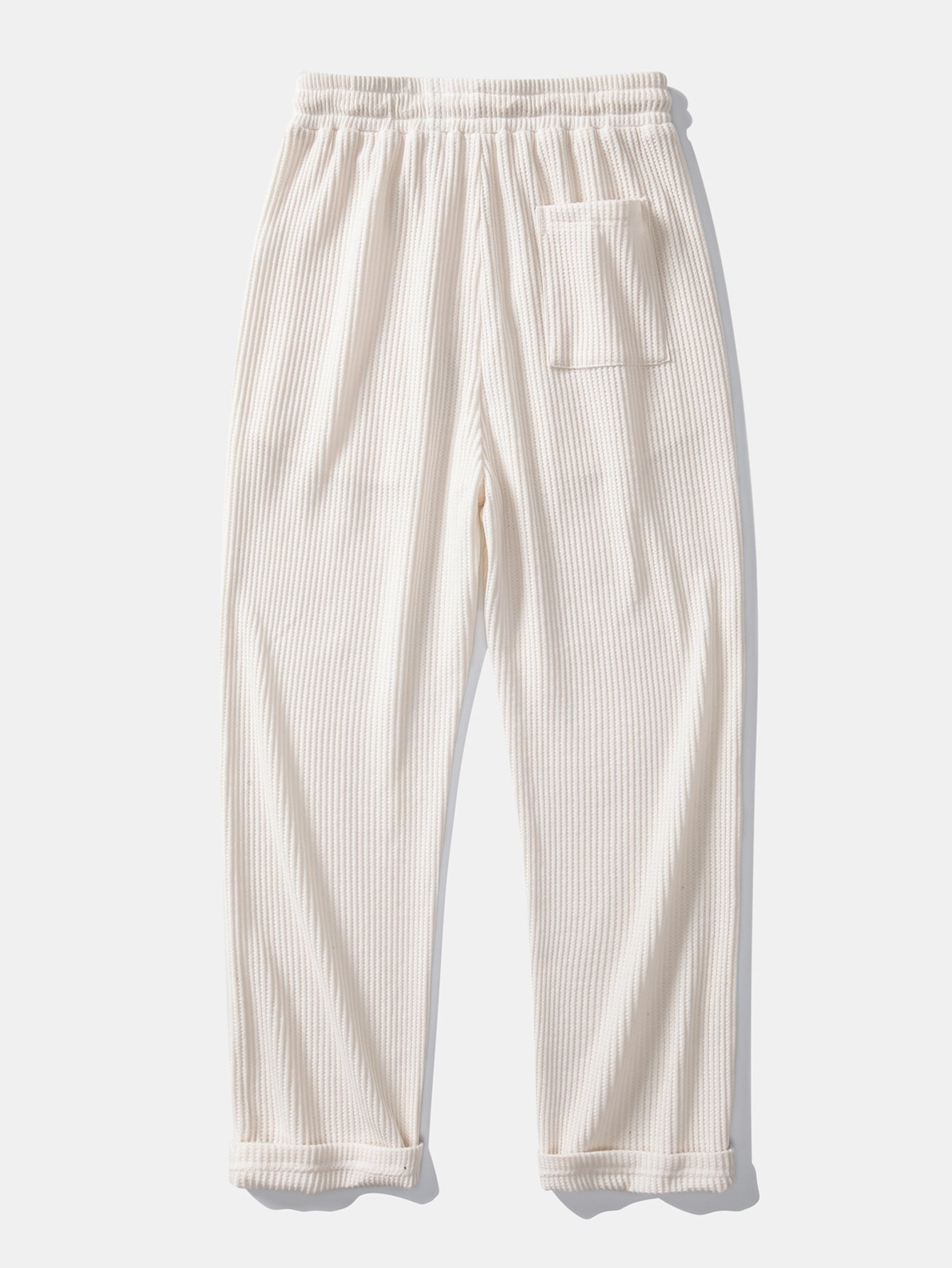 Contrast Knit Waffle Johnny Collar Polo & Drawstring Knitted Waffle Pants