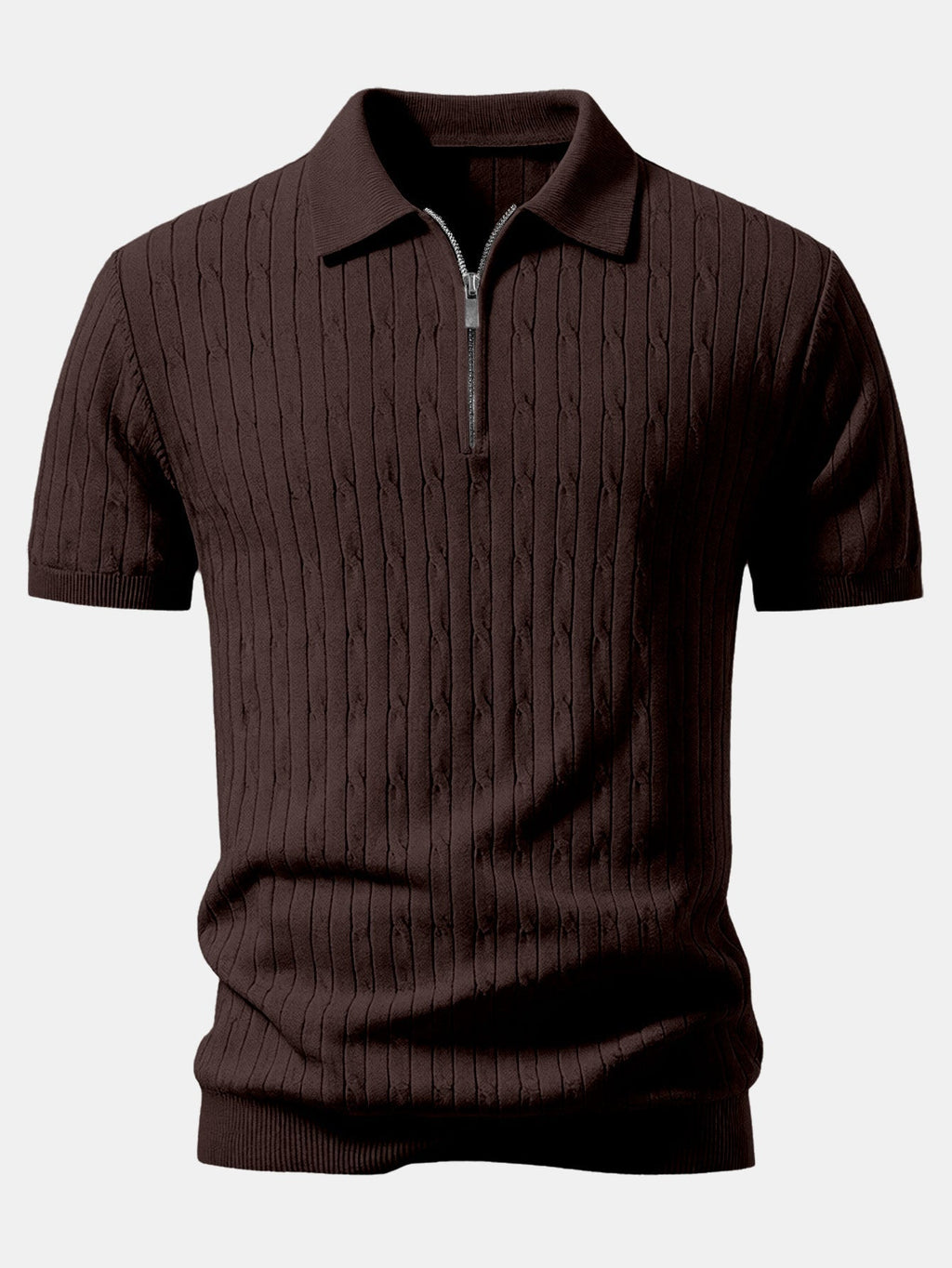 Twisted Jacquard Zipper Knit Polo & Slim Fit Tapered Trousers