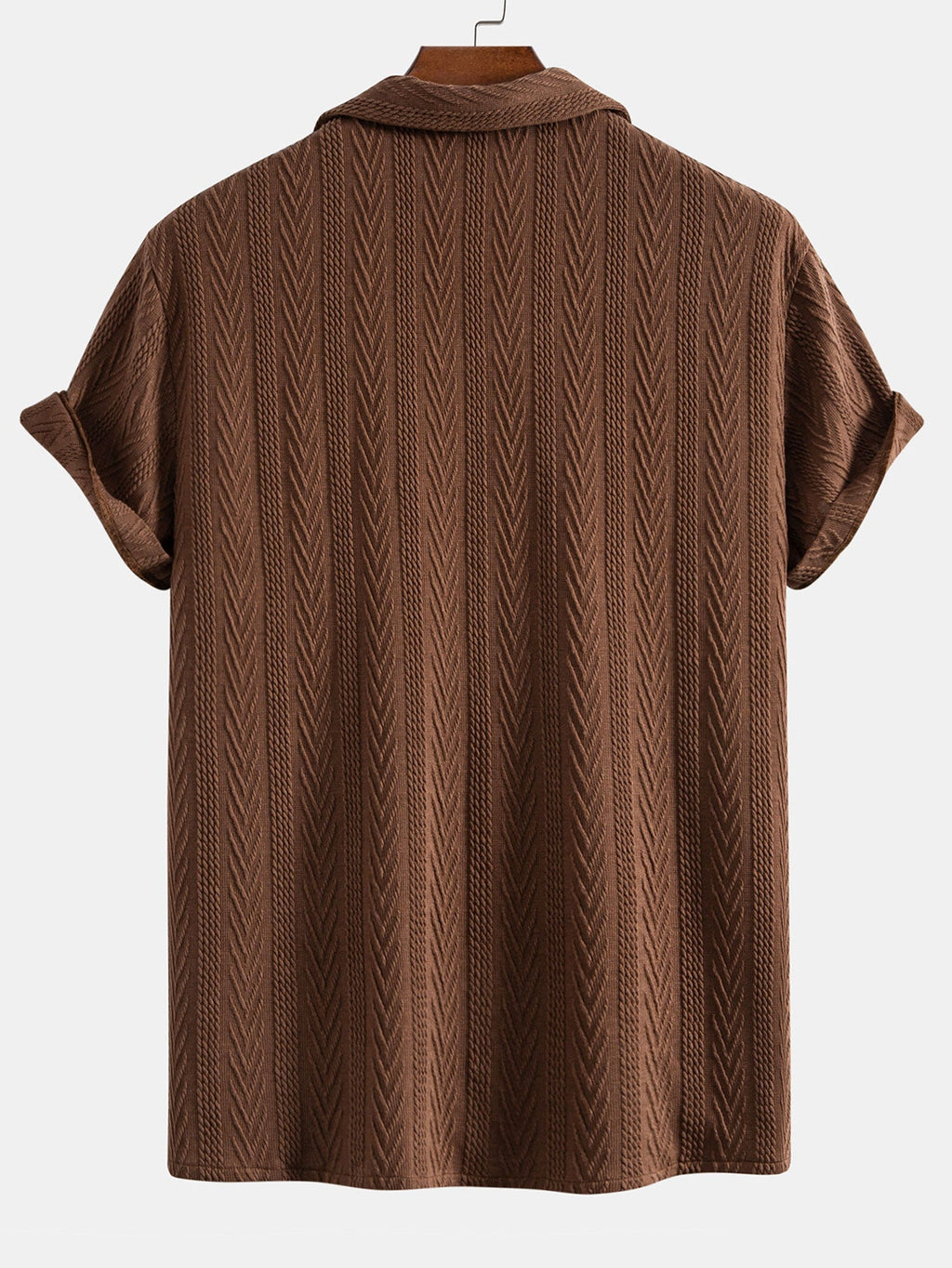 Texture Jacquard Cuban Shirt & Crinkle Textured Drawstring 5" Shorts