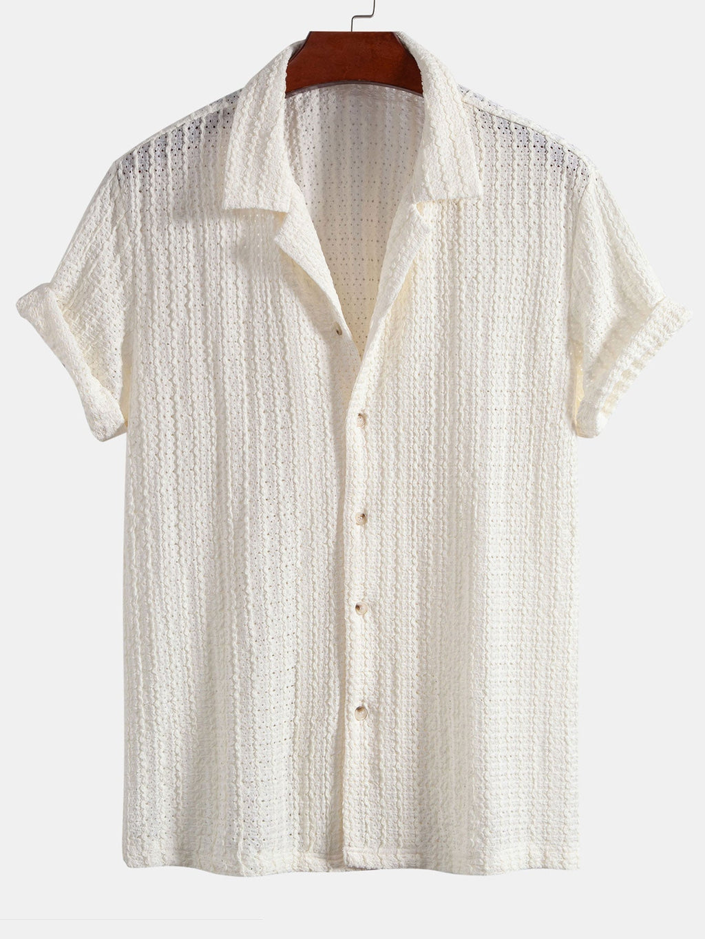 Texture Jacquard Cuban Shirt & Crinkle Textured Straight Leg Pants