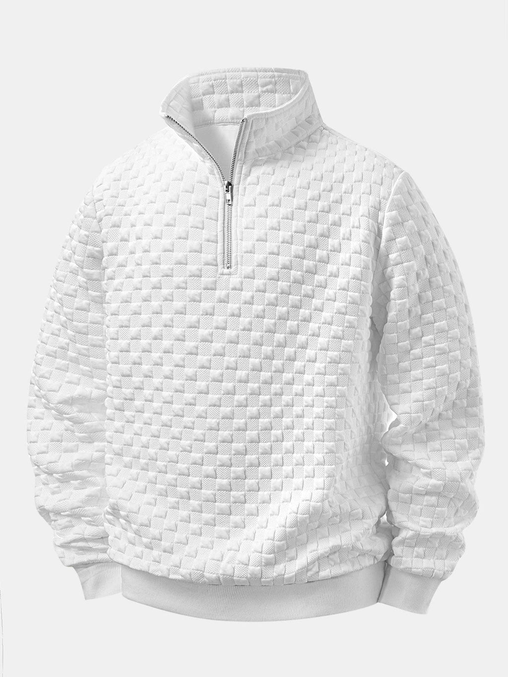 Checkerboard Jacquard Quarter Zip Sweatshirt & Jogger Pants