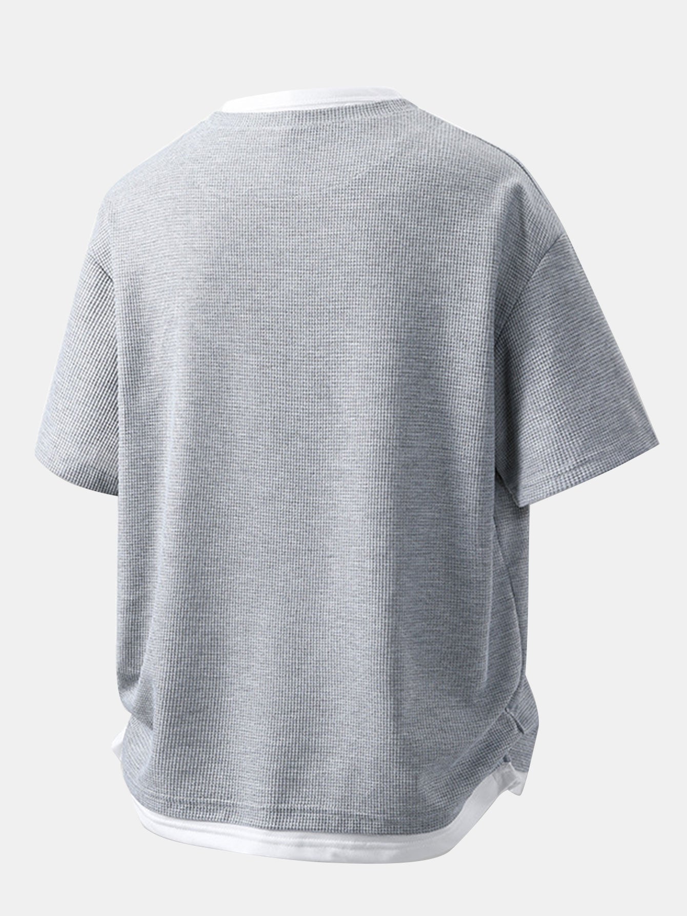 Relax Fit 2 In 1 Notched Collar Waffle T-Shirt & Waffle 7″‌ Shorts