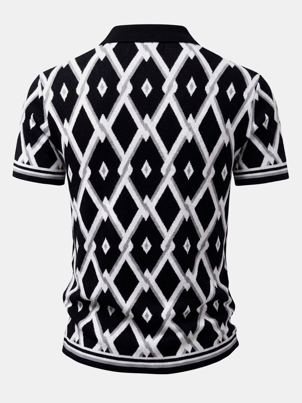Retro Rhombus Geometric Knit Shirt & Slim Fit Tapered Trousers
