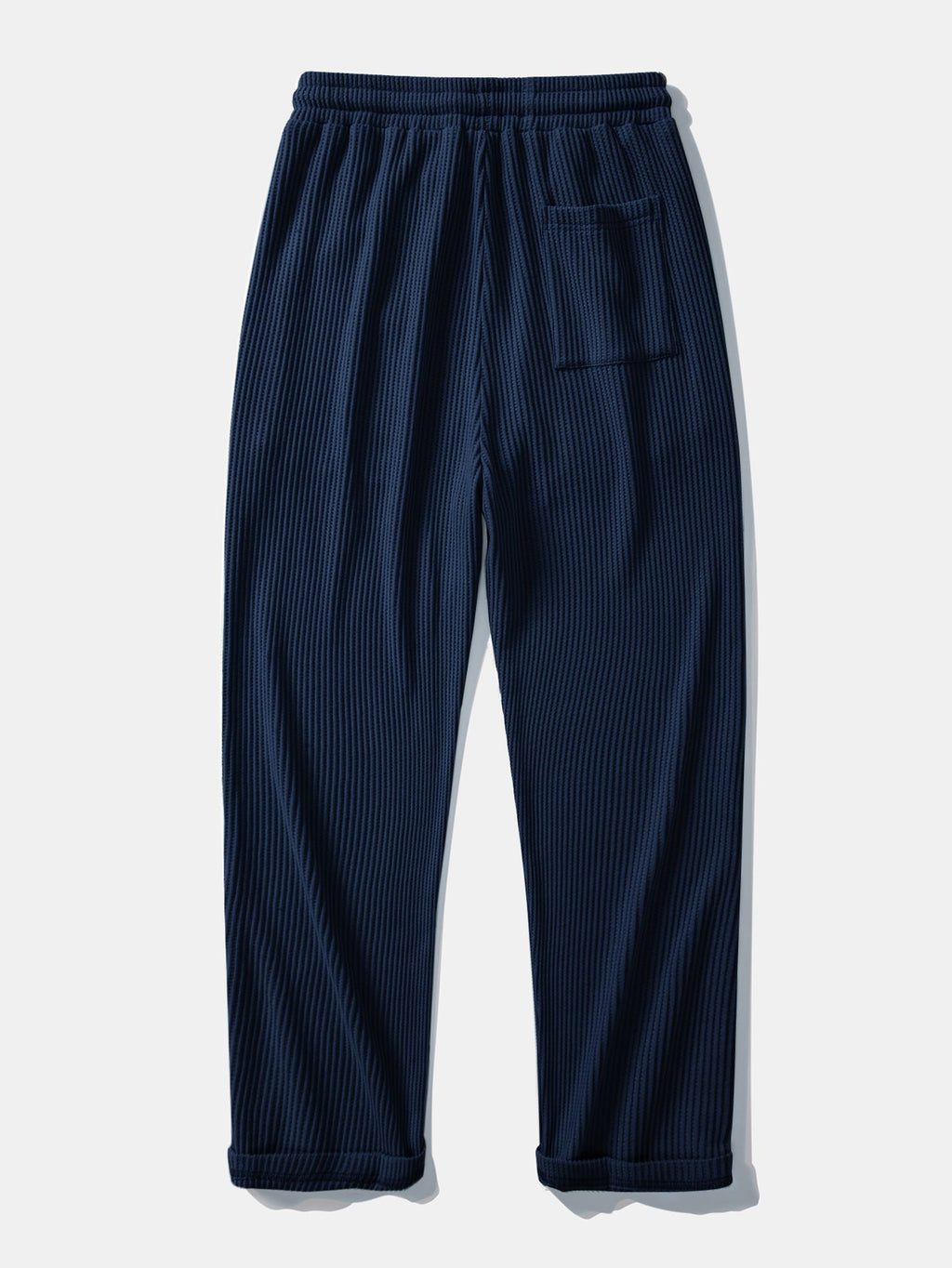 Contrast Textured Johnny Collar Knit Polo & Drawstring Knitted Waffle Pants