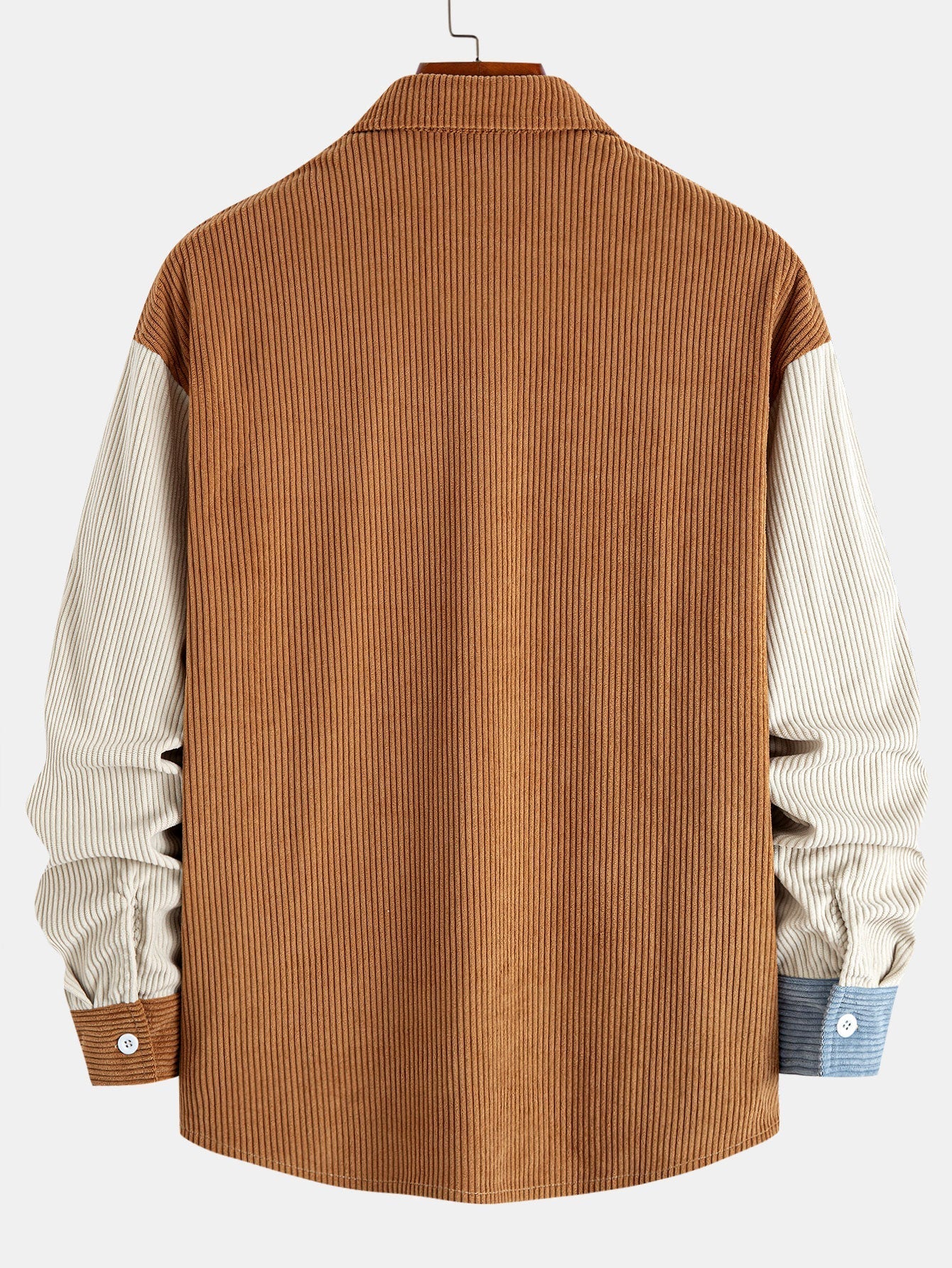 Relax Fit Color Block Corduroy Button Up Shirt & Straight Leg Corduroy Pants