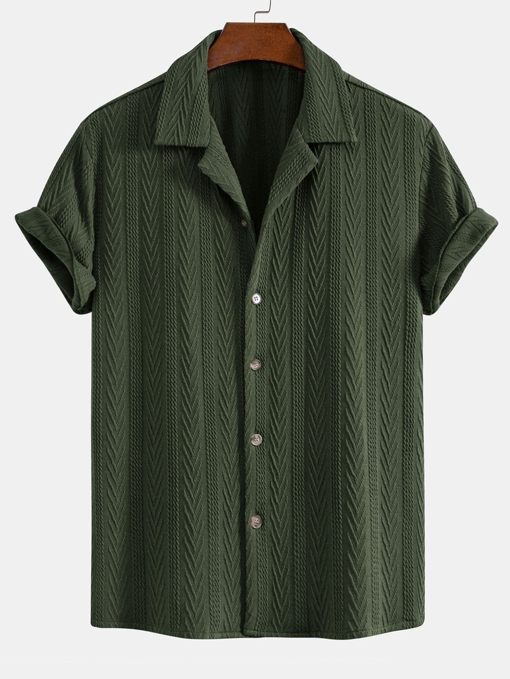 Texture Jacquard Cuban Shirt & Crinkle Textured Drawstring 5" Shorts