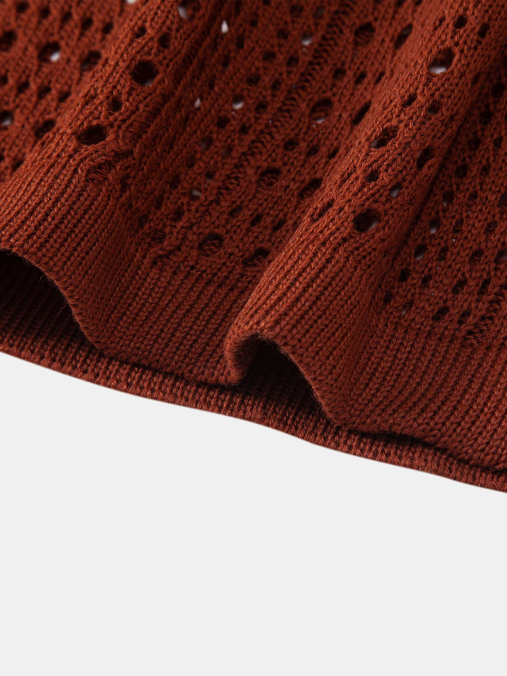 Crochet  V Neck Polo Shirt & Crinkle Textured Straight Leg Pants