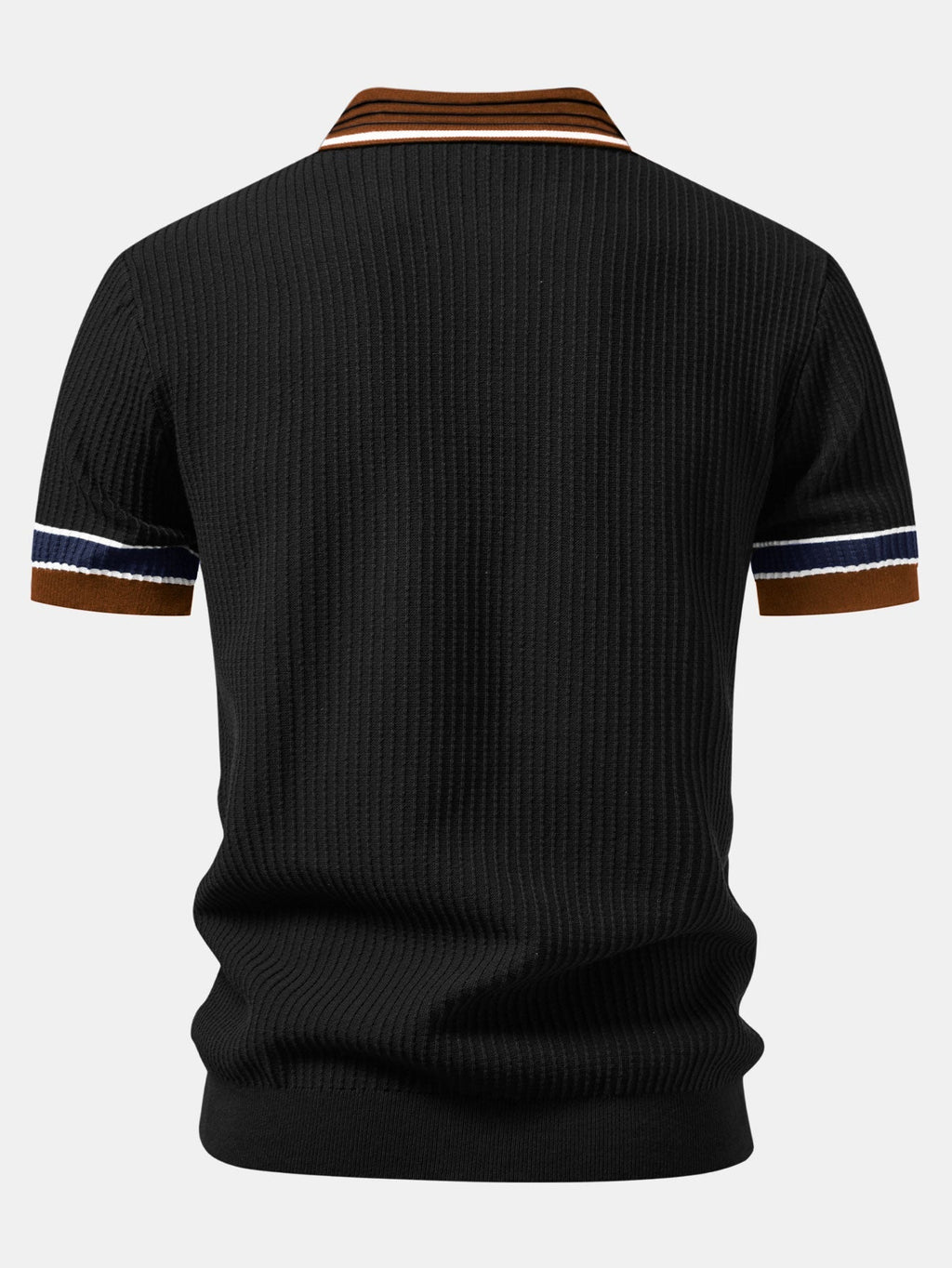 Contrast Stripe Trim Waffle Knit Polo & Slim Fit Tapered Trousers