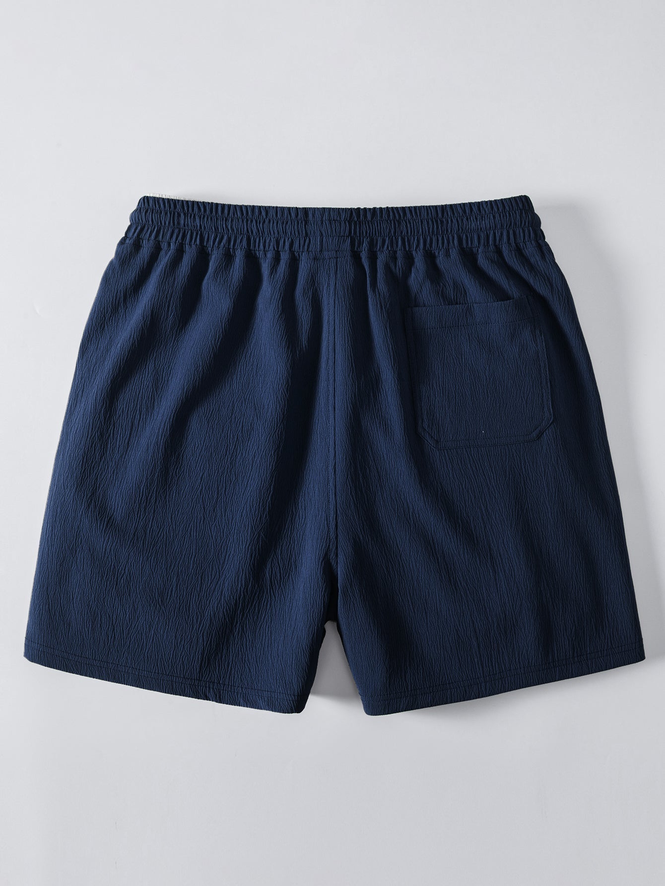 Crinkle Textured Contrast Cuban Shirt & Drawstring 5" Shorts