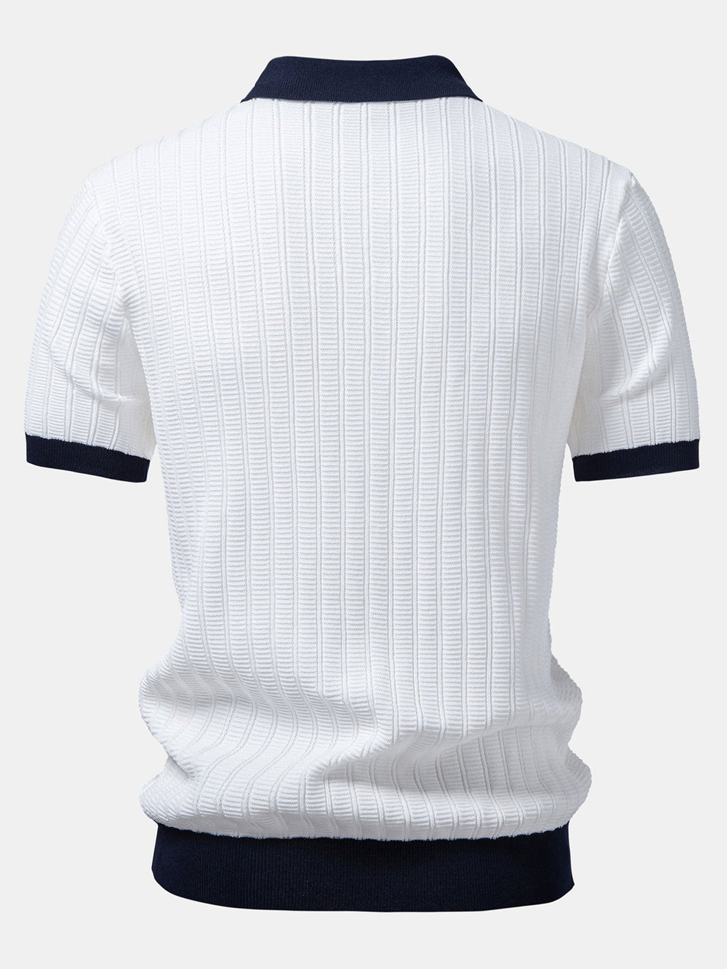 Contrast Textured Johnny Collar Knit Polo & Slim Fit Tapered Trousers