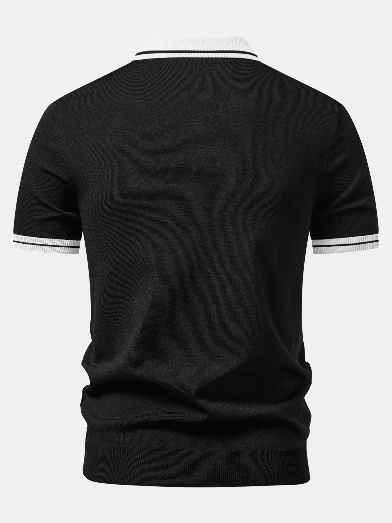 Contrast Trim Zipper Knit Polo & Slim Fit Tapered Trousers